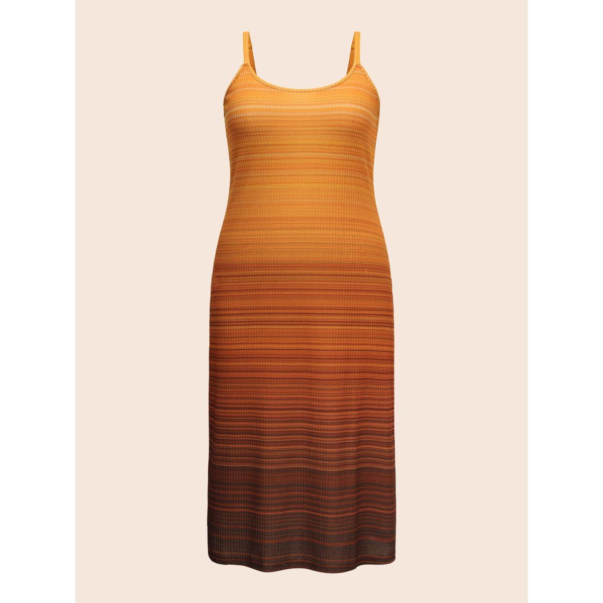 Plus Size U Neck Ombre Adjustable Straps Dress Maroon Women Casual Texture U-neck Sleeveless Curvy BloomChic 22-24/3X Product Image