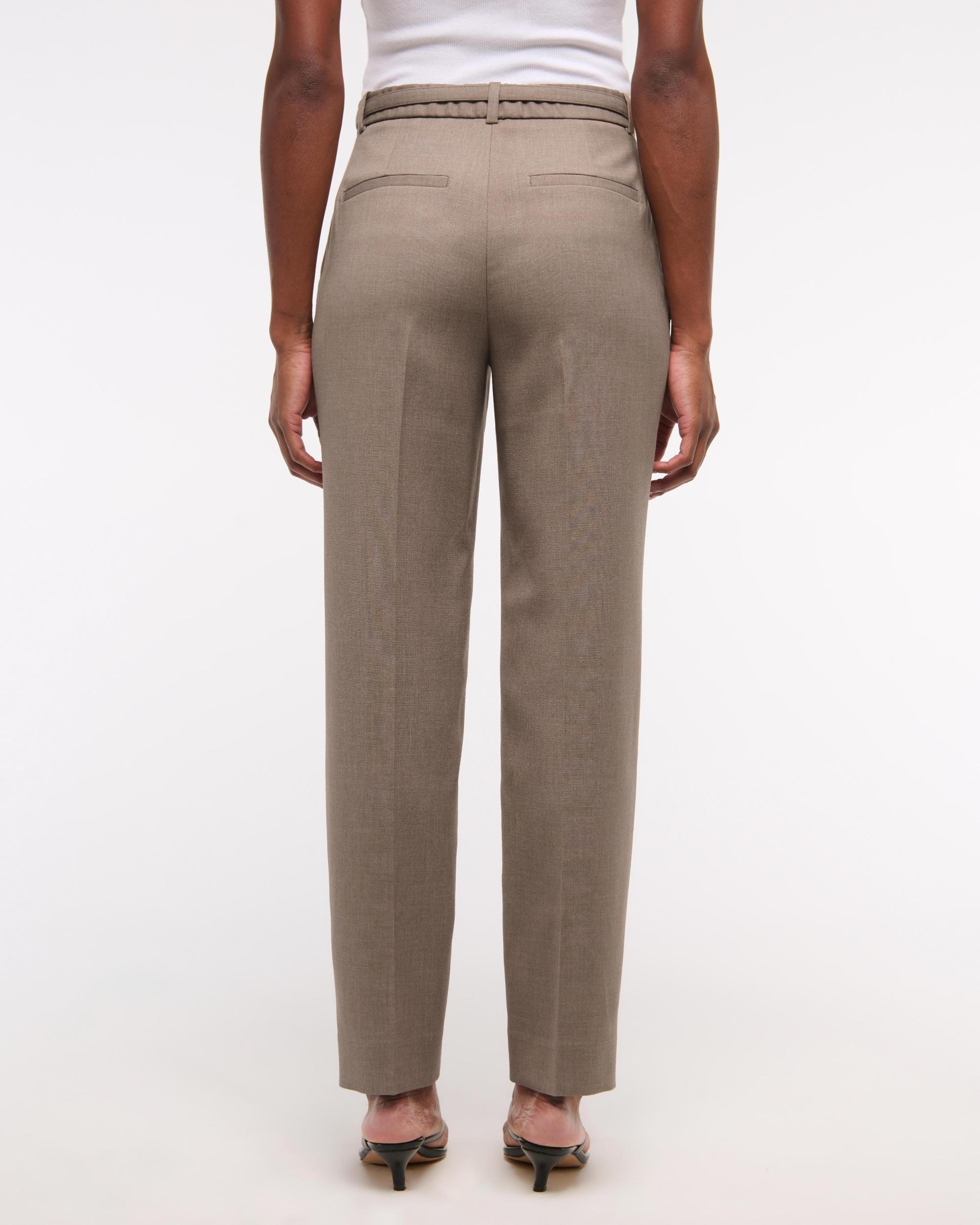 High Rise Belted Ankle Straight Pant Product Image