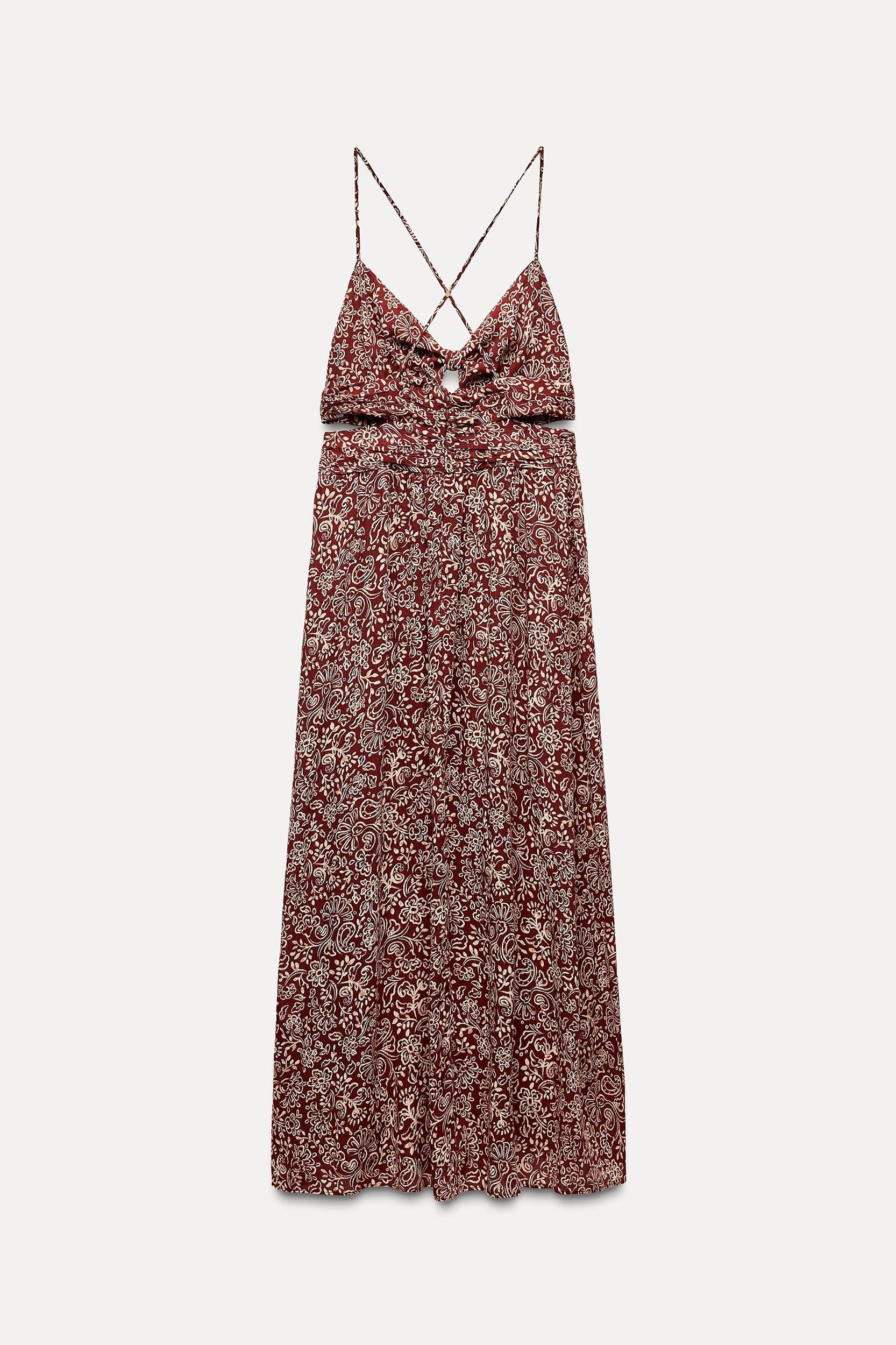 CUT OUT PRINTED MIDI DRESS Product Image