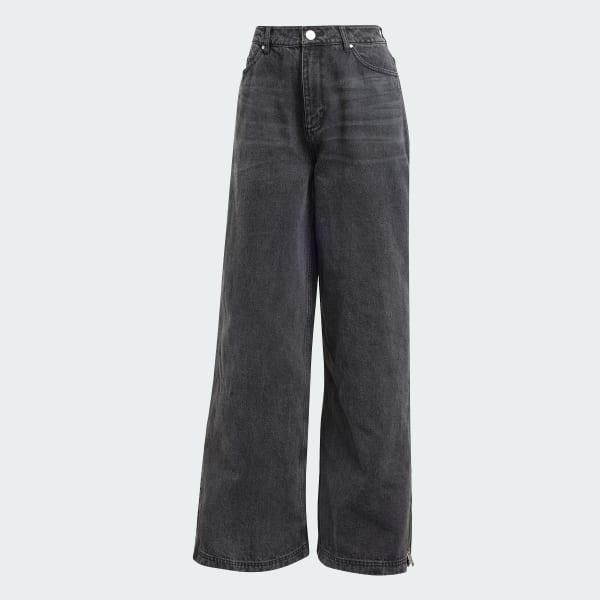 adidas Adilenium Season 3 Zip Washed Denim Pants Black 36 Womens Product Image