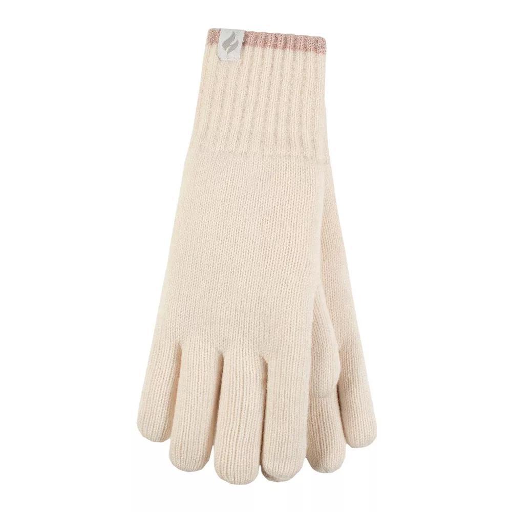 Women's Heat Holders Heatweaver Sparkle Striped Gloves, Size: Large-XL, Buttercream Product Image