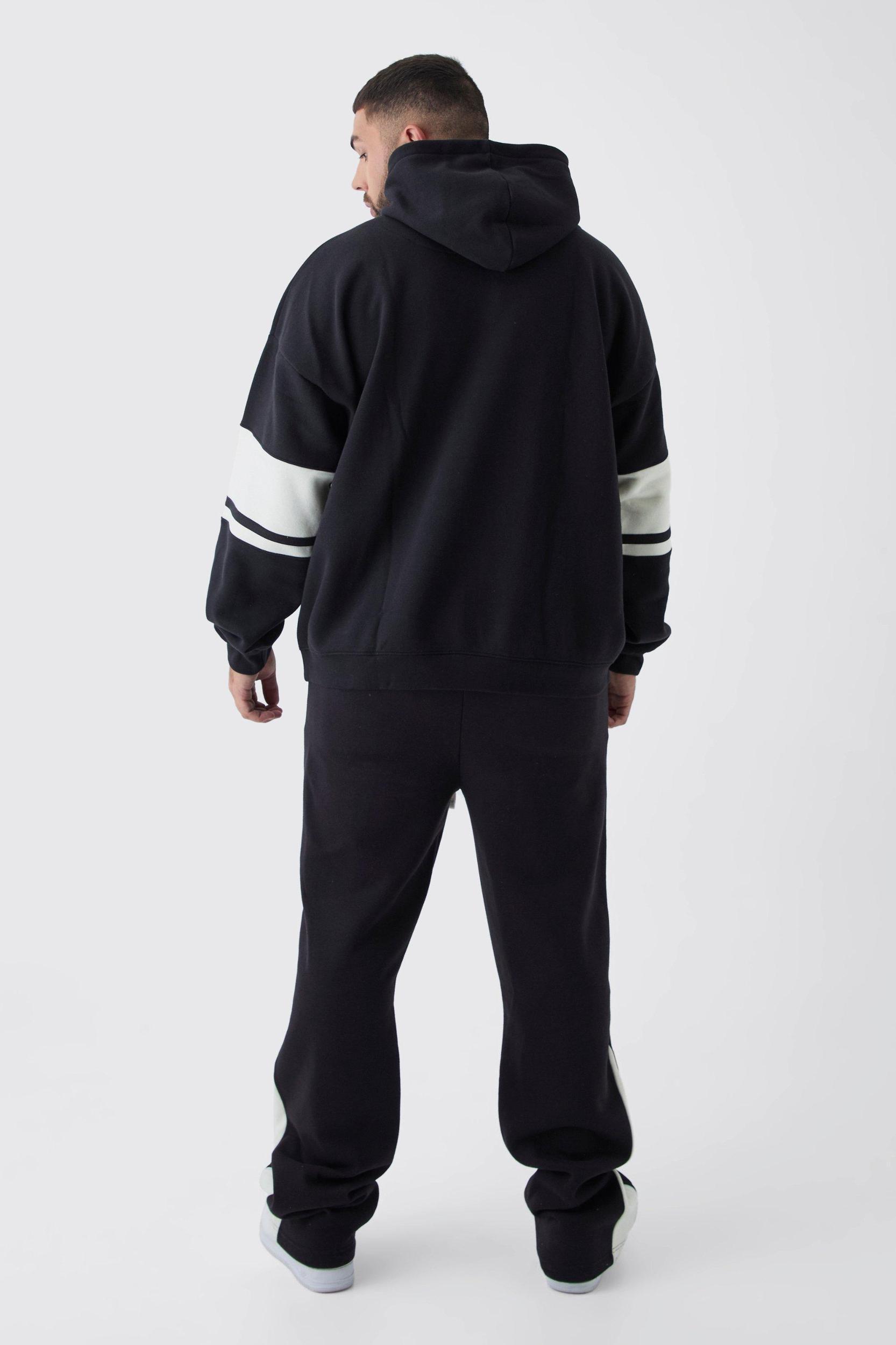 Plus Slim Flared Varsity Gusset Sweatpants | boohooMAN USA Product Image