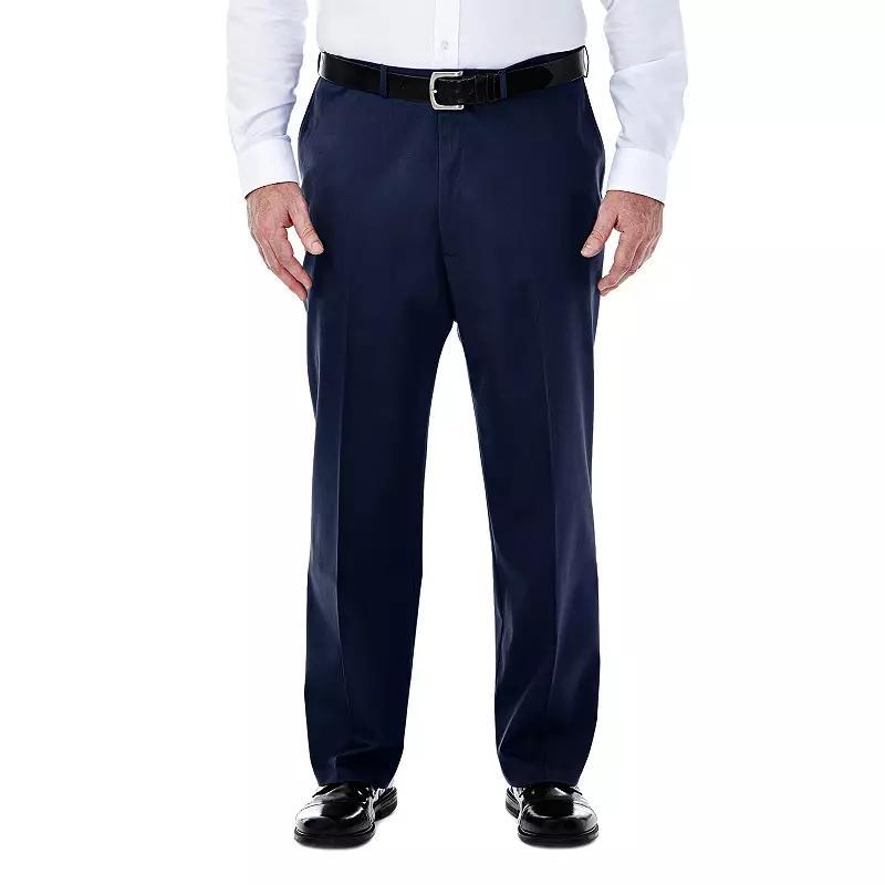 Big & Tall Haggar® Premium Stretch No-Iron Khaki Flat-Front Pants, Men's, Size: 44X30, Dark Blue Product Image