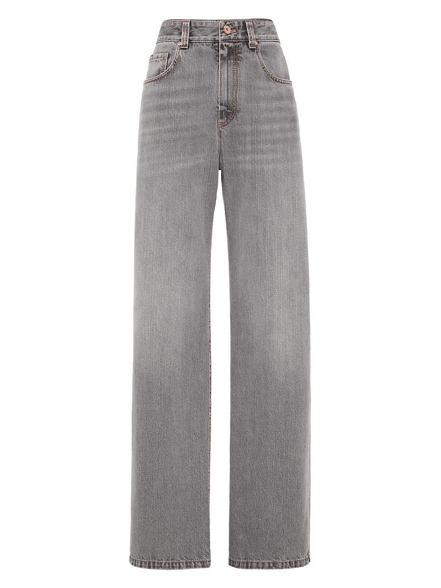 Womens Authentic Denim Contemporary Loose Trousers with Monili Product Image