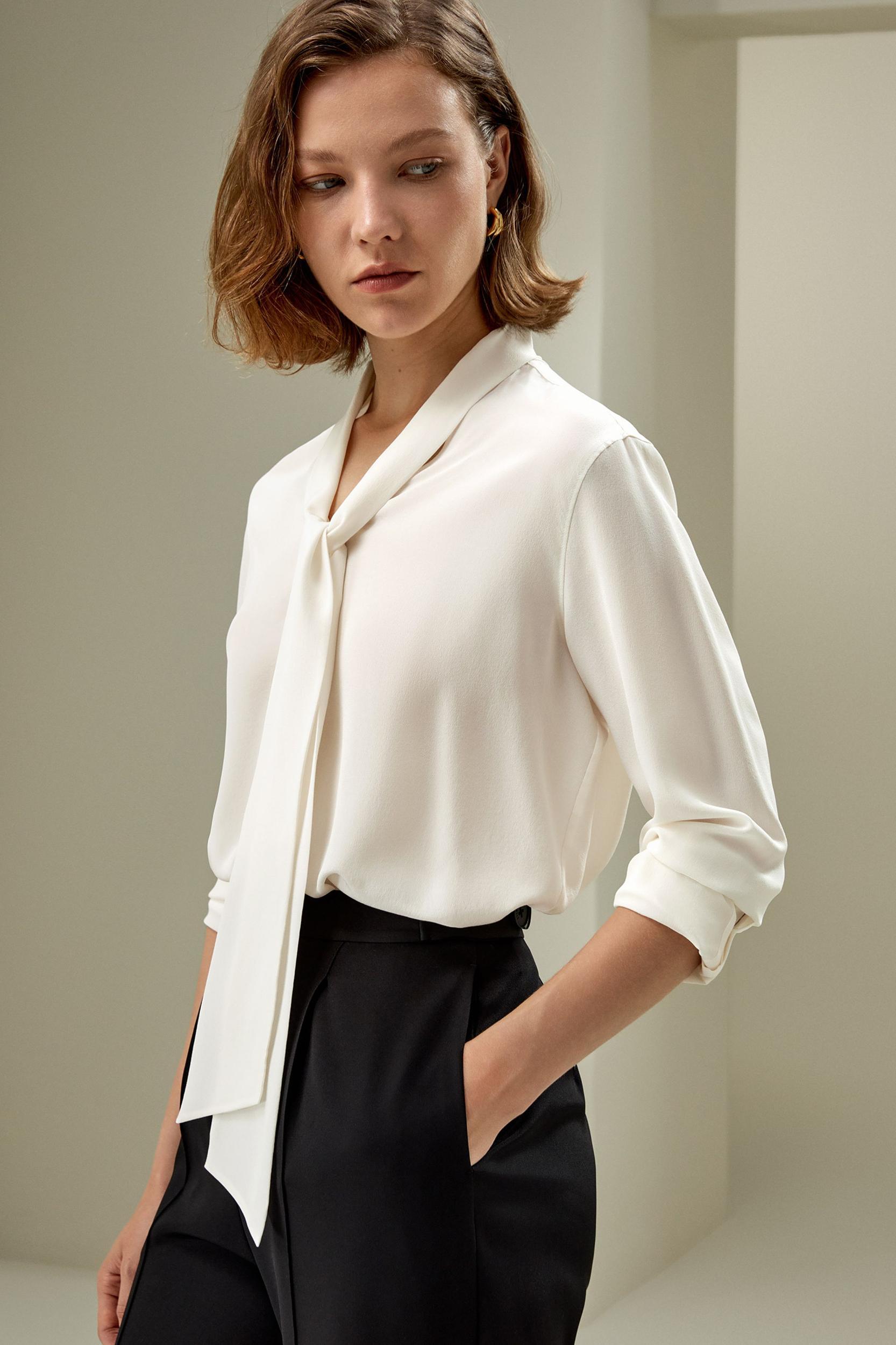 Silk Bowtie Blouse Product Image