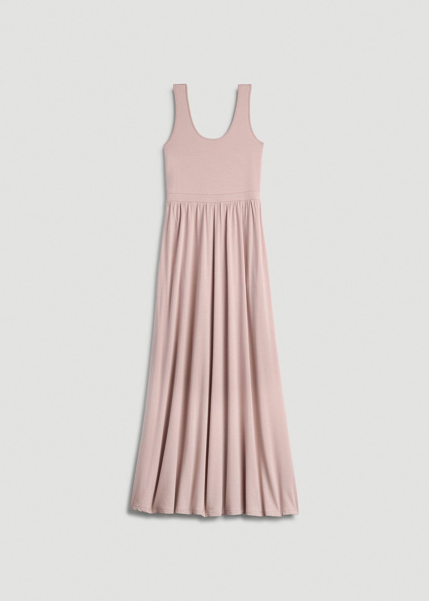 Jersey Tank Maxi Dress with Pockets for Tall Women in Desert Rose Product Image