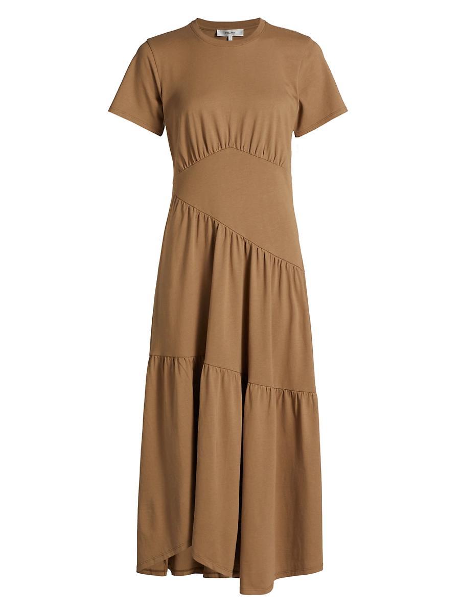 Womens Gathered Seam Cotton Midi-Dress Product Image