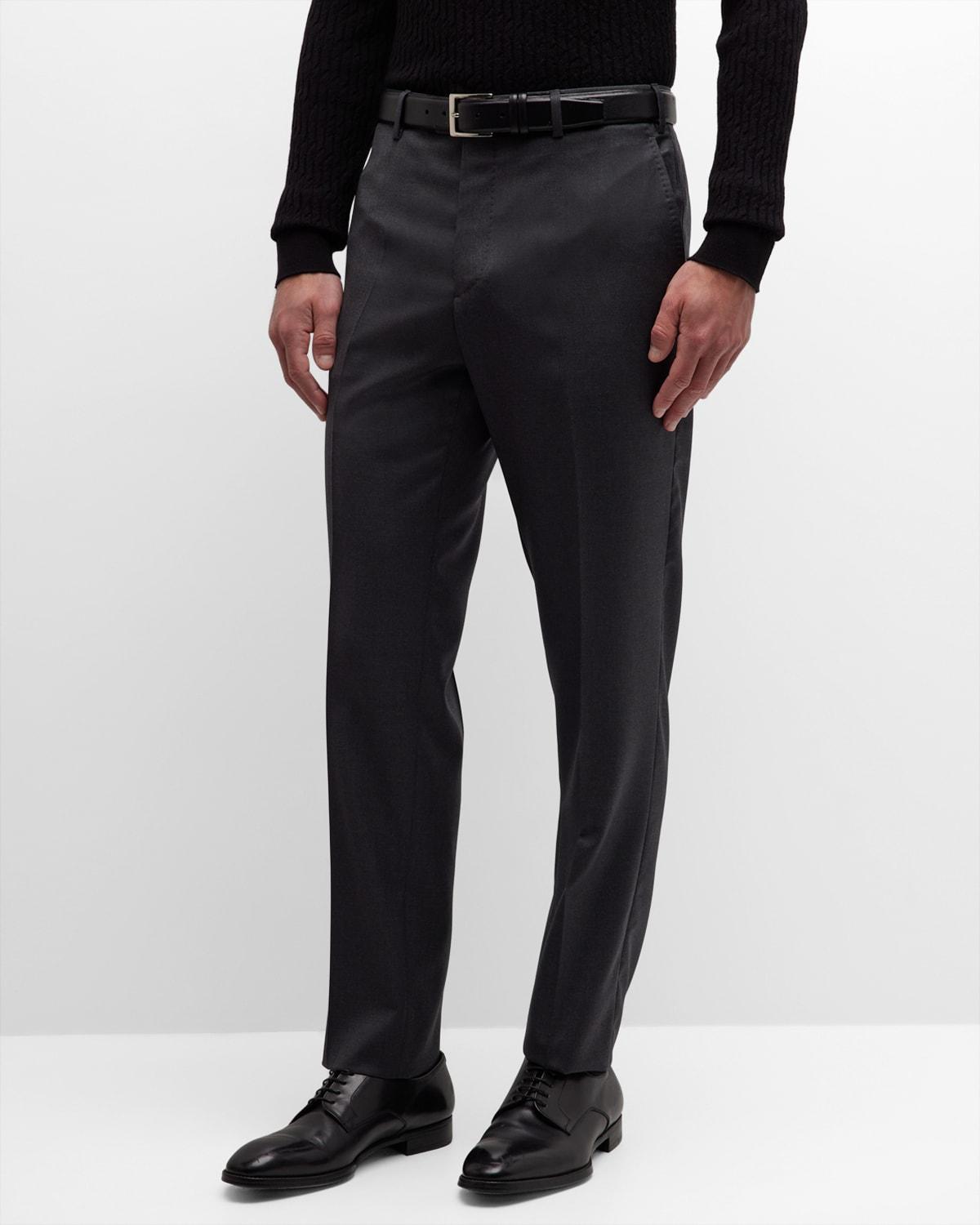 Mens Flat-Front Twill Trousers Product Image