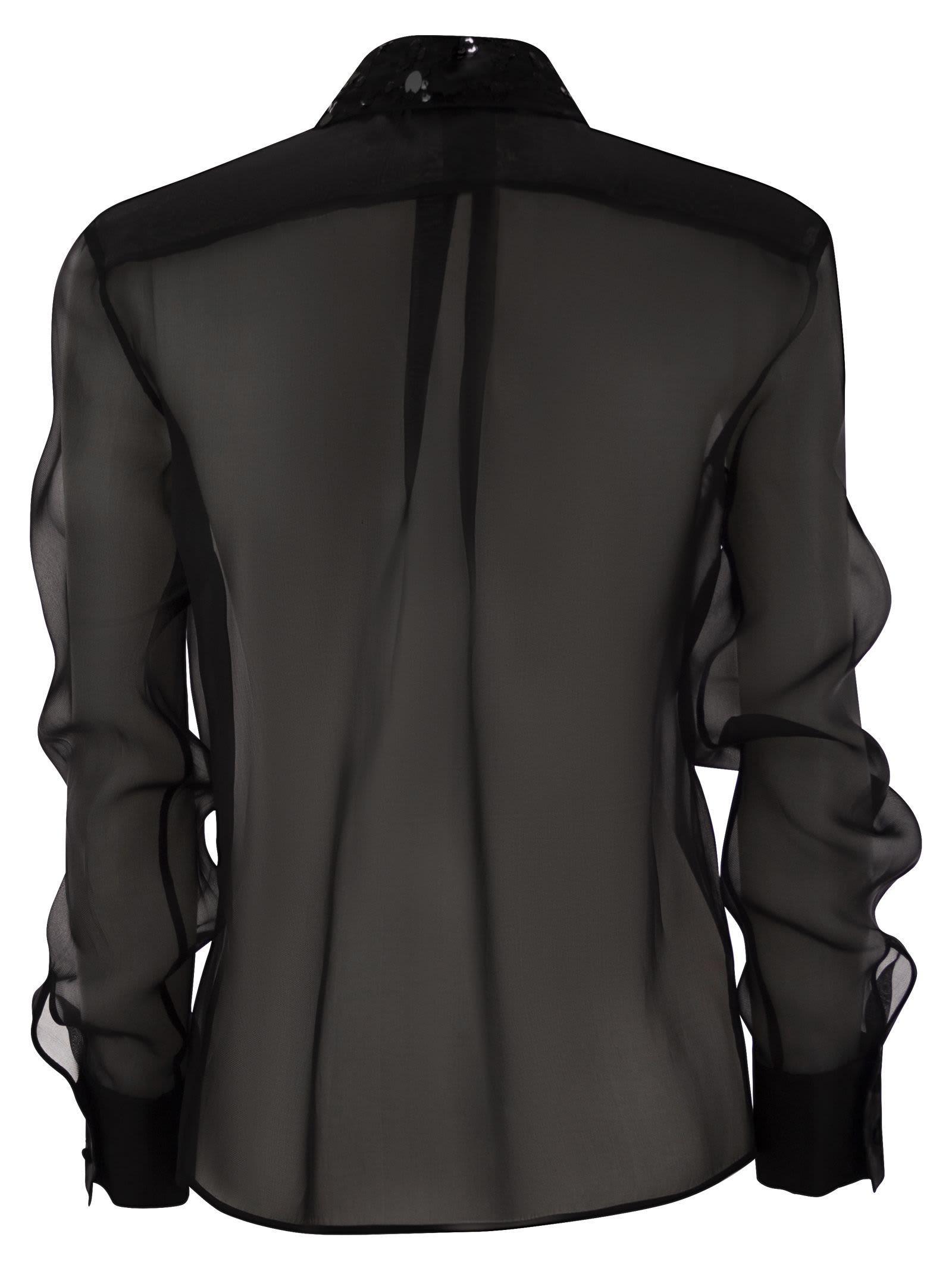 FABIANA FILIPPI Long Organza Shirt With Sequin Embroidery In Black Product Image
