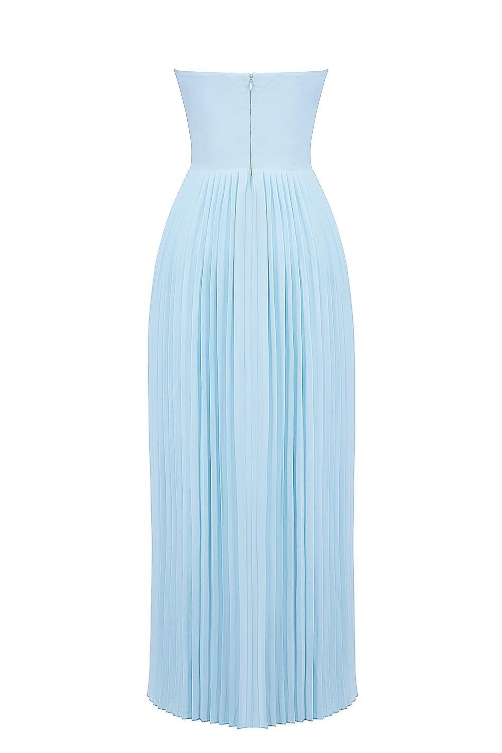 Marcella Ocean Blue Pleated Maxi Dress Product Image