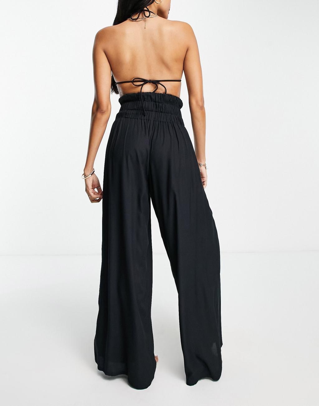 Esmee Exclusive shirred wide leg beach pants Product Image