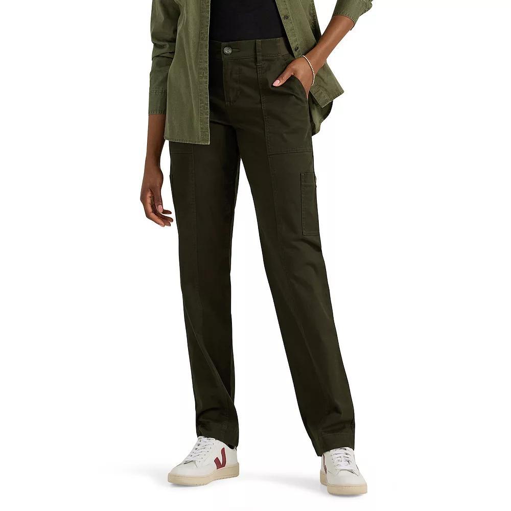 Women's Lee® Ultra Lux Comfort with Flex-To-Go Straight-Leg Utility Pants, Size: 18 Regular, Dark Olive Black Product Image