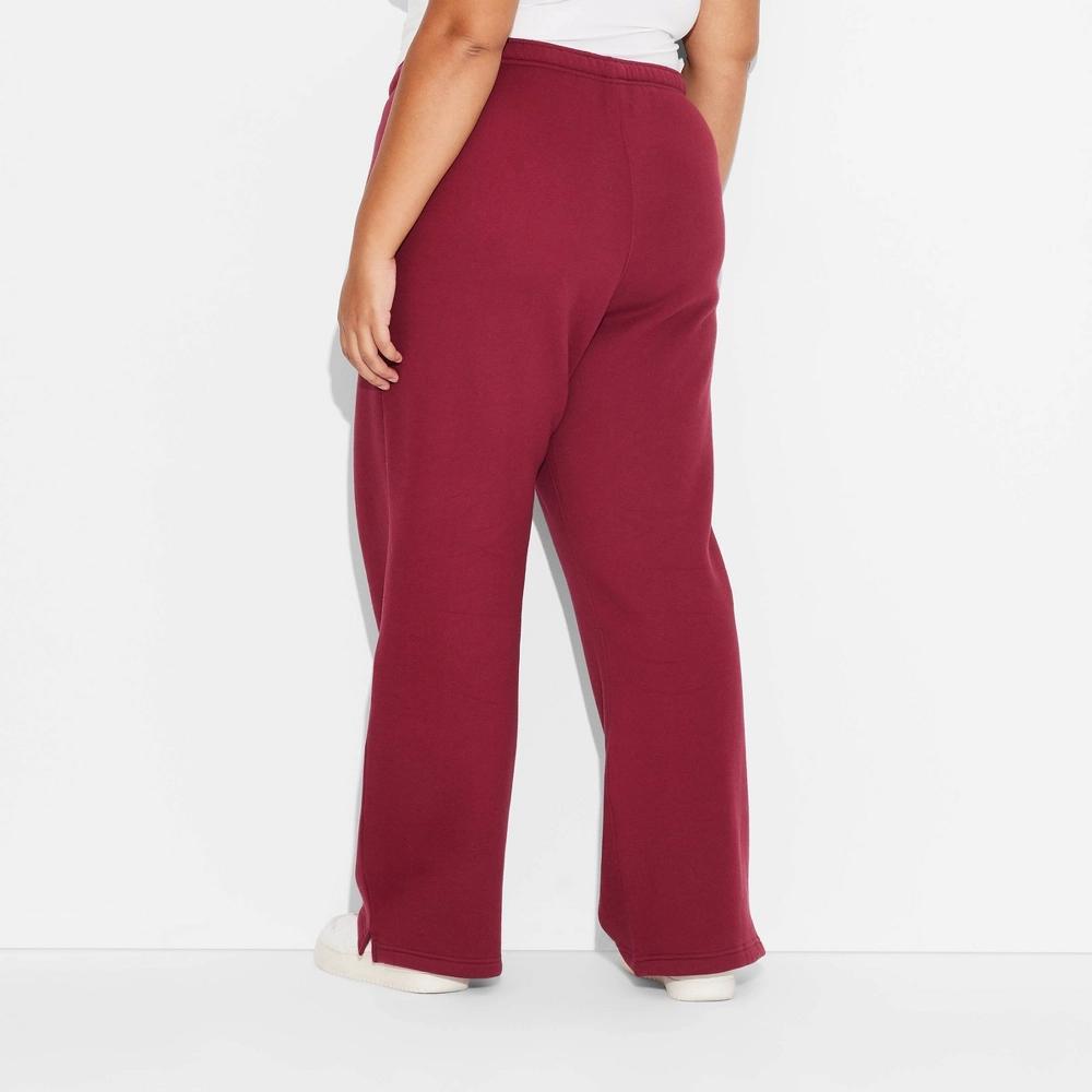 Womens High-Rise Straight Leg Sweatpants - Wild Fable Berry Red 2X Product Image