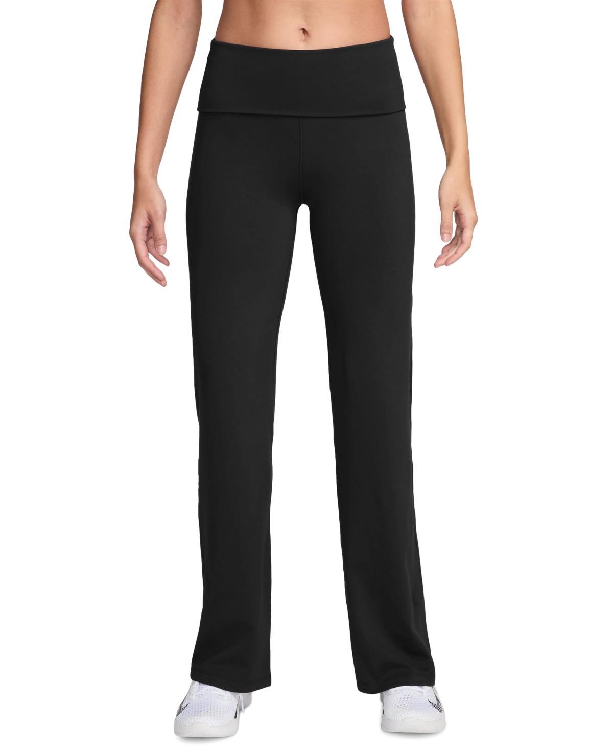 Women's Nike One High-Waisted Fold-Over Pants, Size: Large, Black Product Image