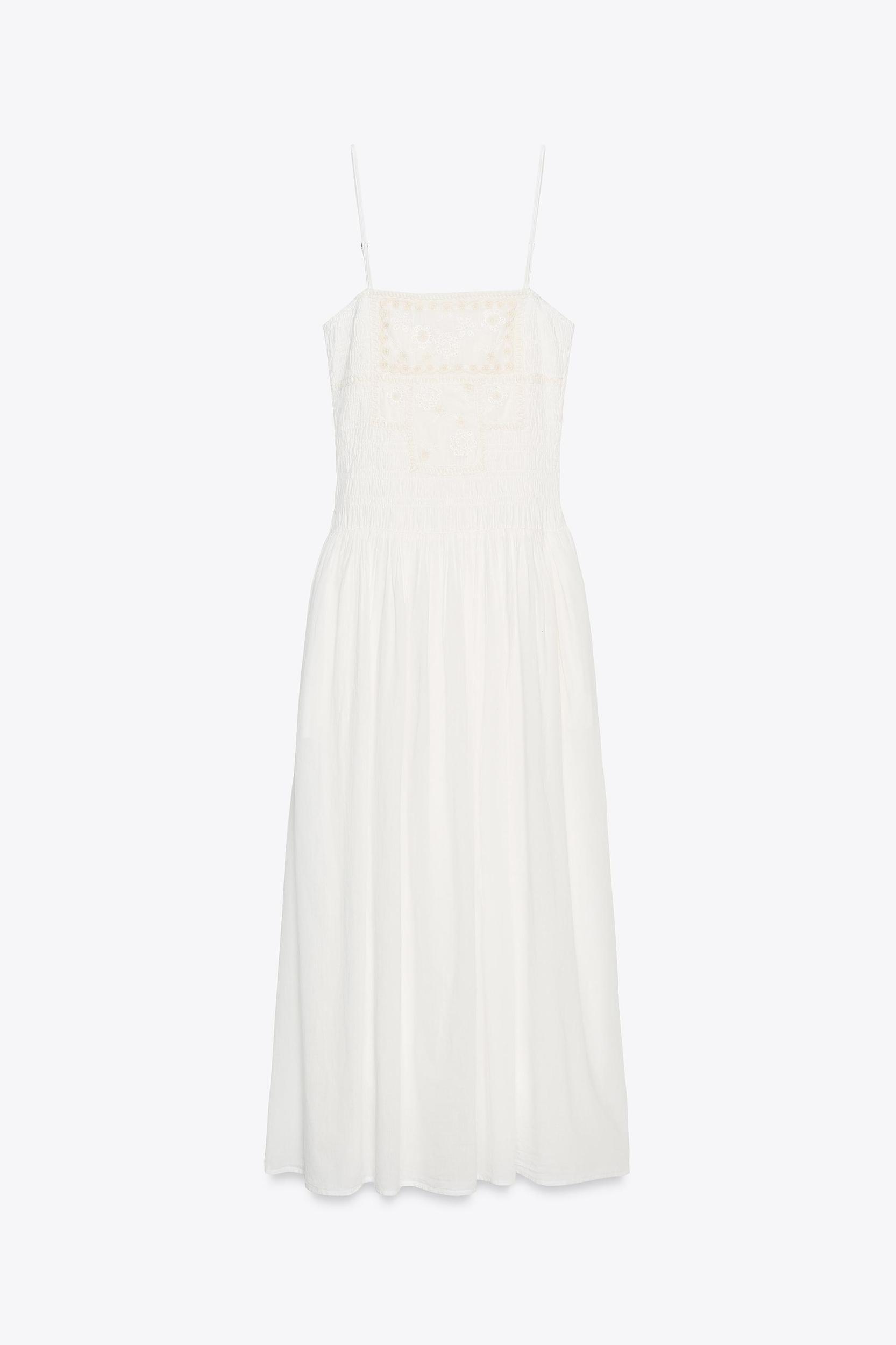 EMBROIDERED FLORAL MIDI DRESS Product Image