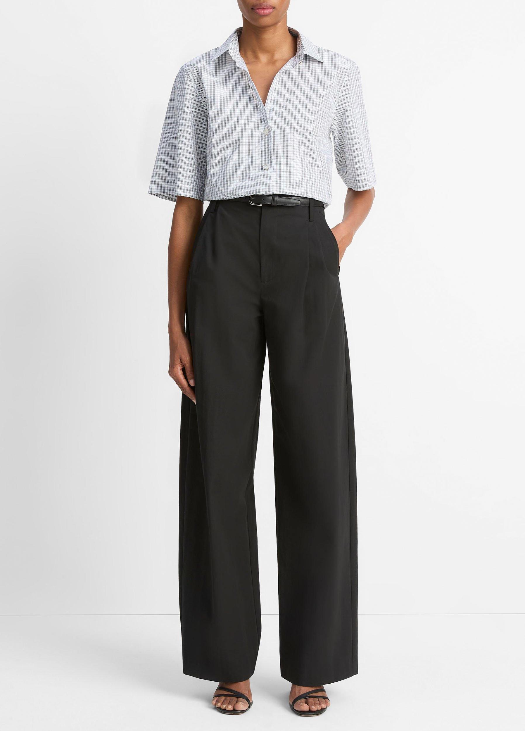 Checked Cotton Cropped Shirt Product Image