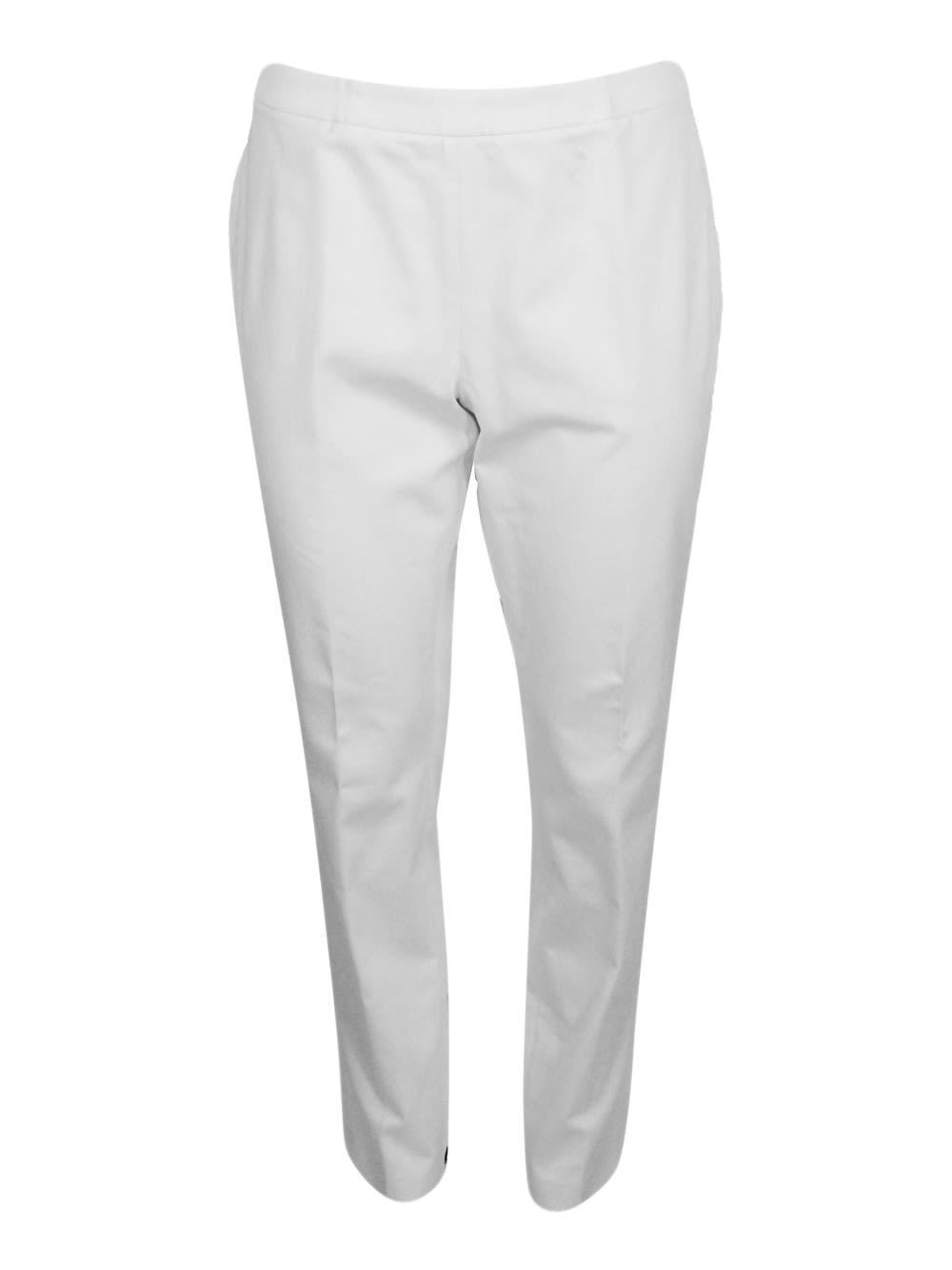 FABIANA FILIPPI Stretch Cotton Poplin Trousers Are Characterized By A Slim Fit And A Zip Closure On The Side In White Product Image