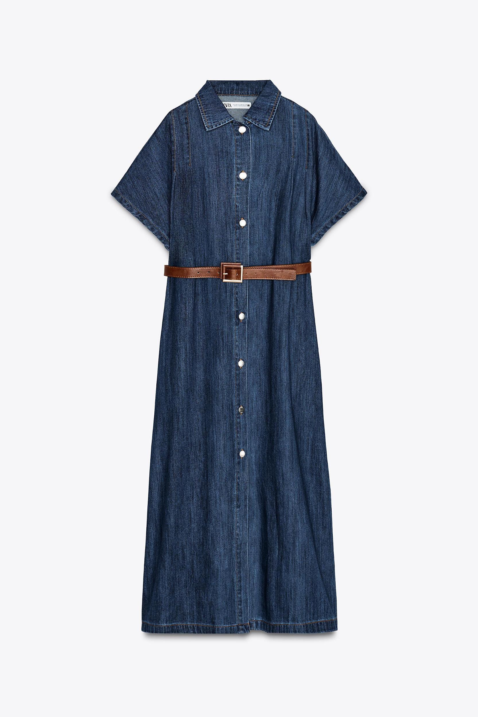 Z1975 BELTED DENIM MIDI DRESS Product Image