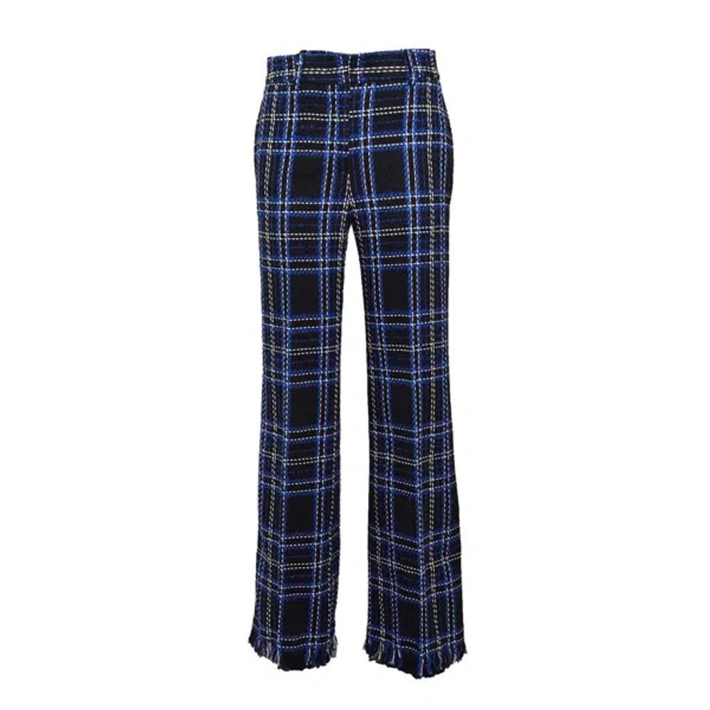 MSGM Checked Fringed Edge Trousers In Nero Product Image