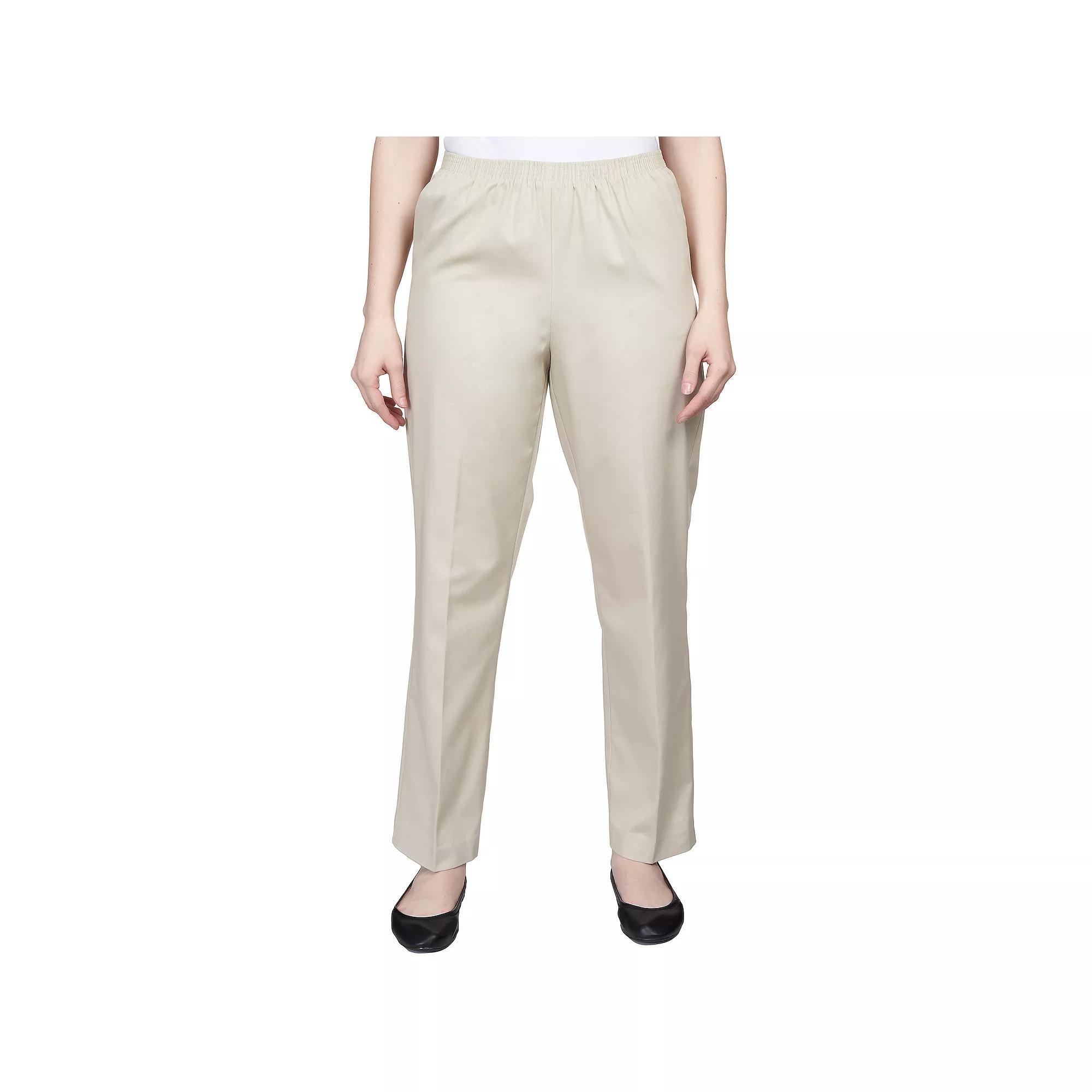 Women's Alfred Dunner Classics Twill Proportioned Pants, Size: 10, Brown Product Image