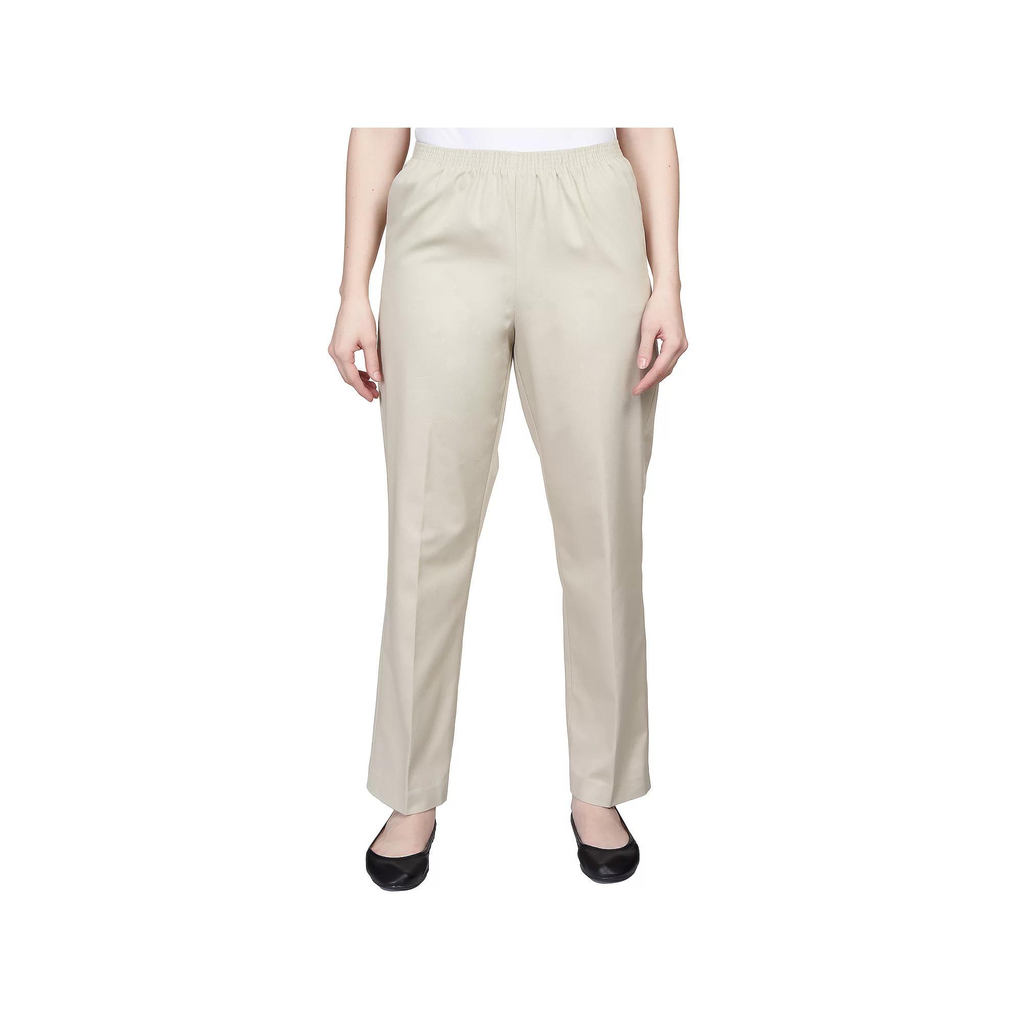Women's Alfred Dunner Classics Twill Proportioned Pants, Size: 10, Brown Product Image