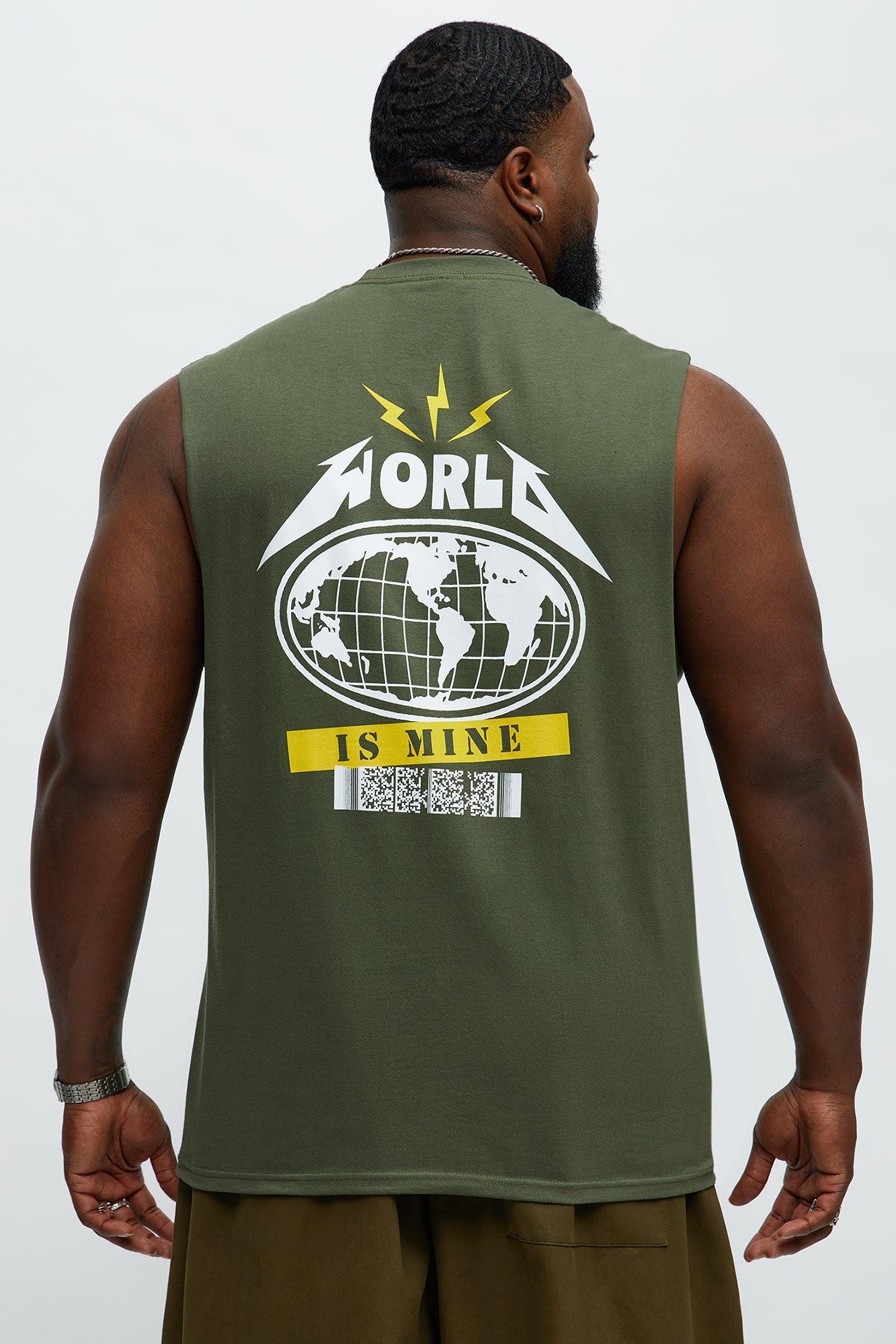 World Is Mine Muscle Tee - Military Green Product Image