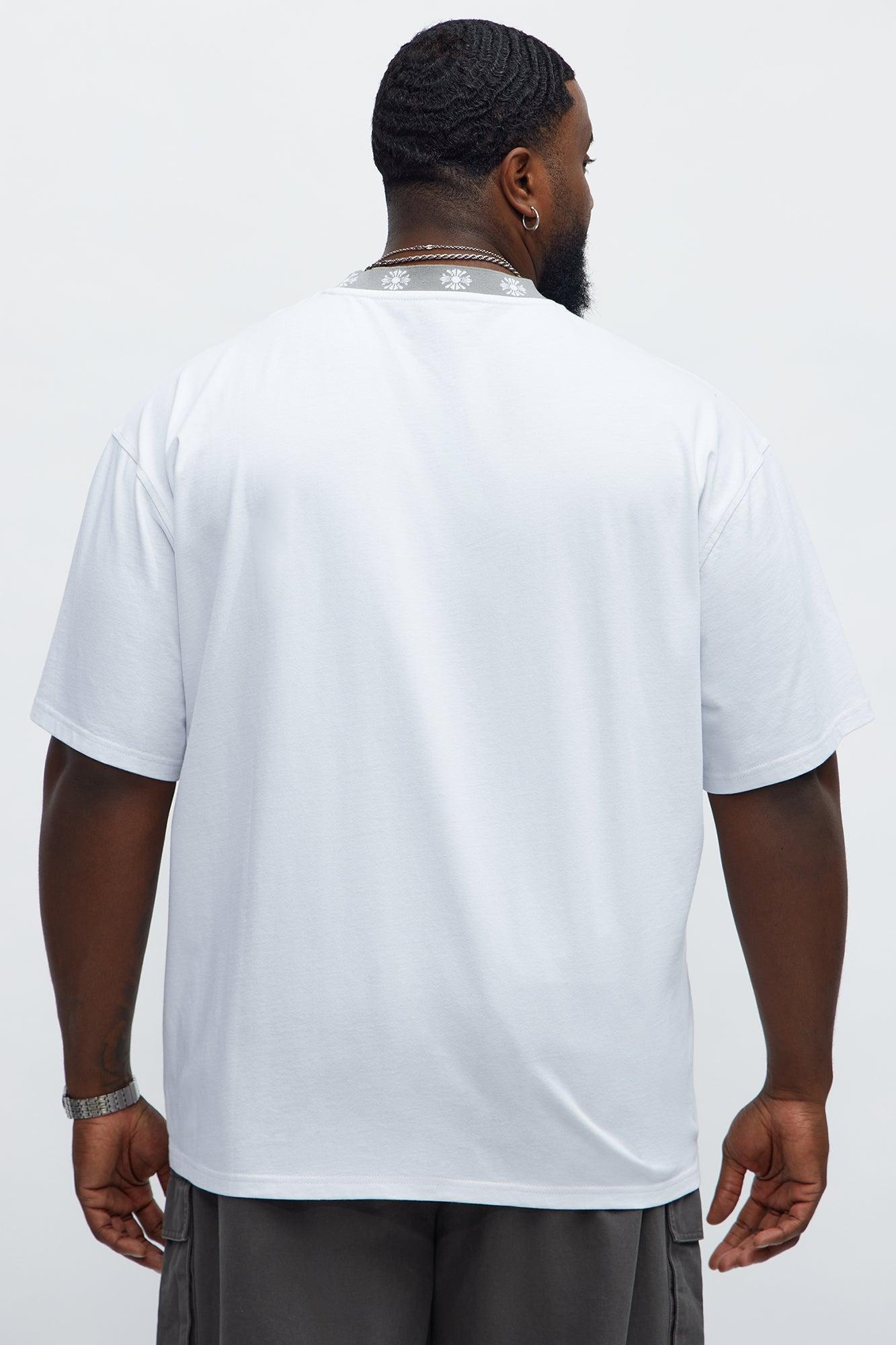Short Sleeve Cross Collar Graphic - White Product Image