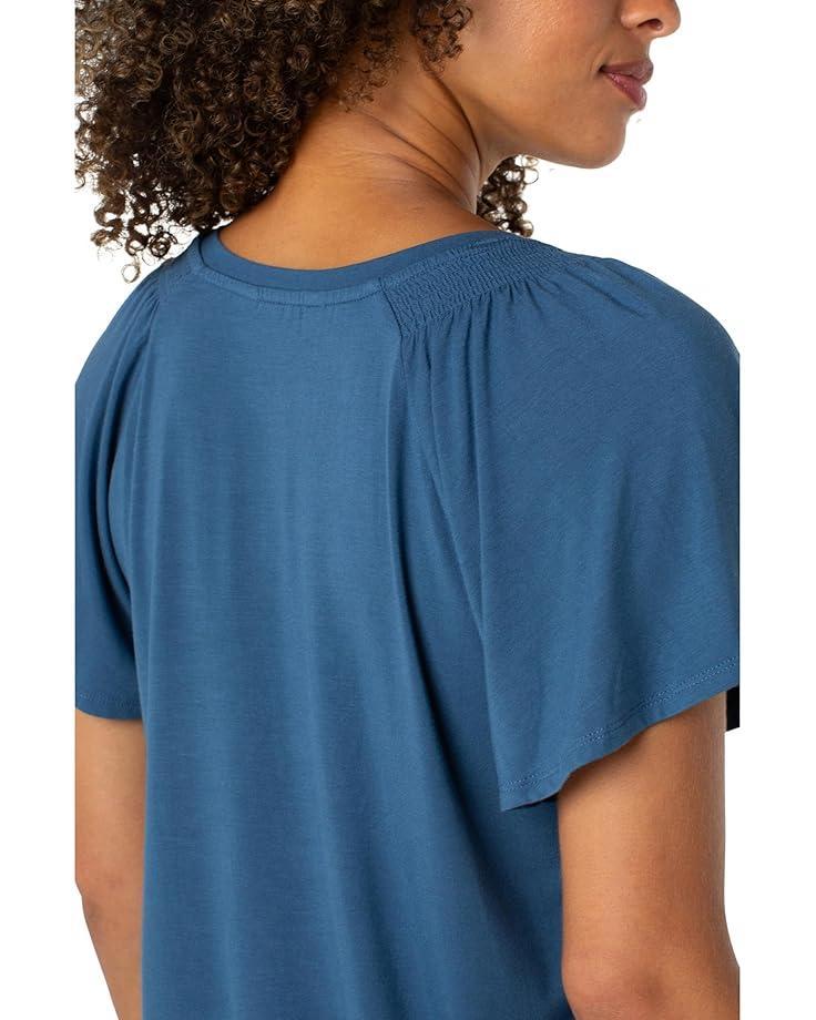 Short Sleeve Square Neck Woven Blouse Product Image