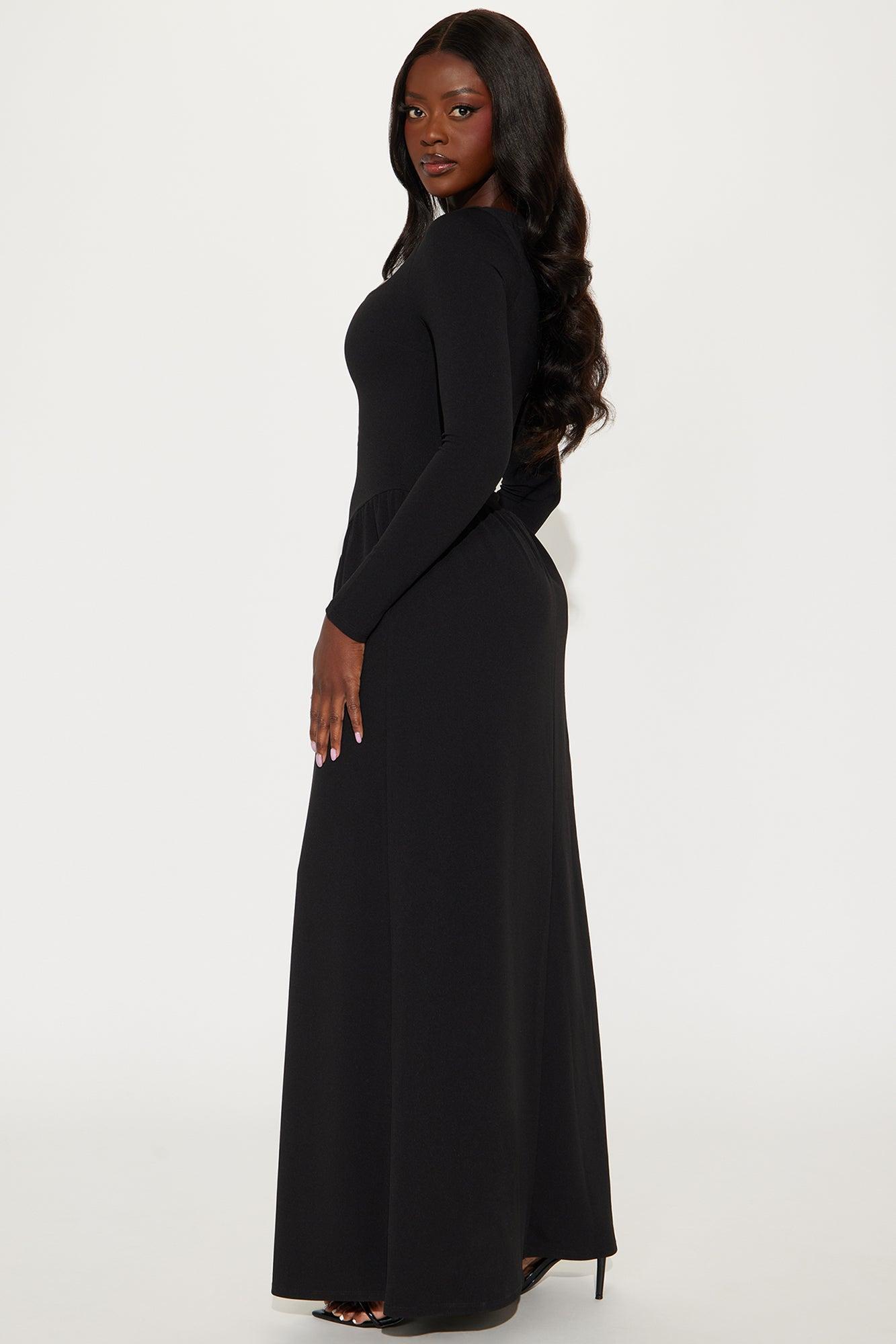 Angelina Drop Waist Corset Maxi Dress - Black Product Image