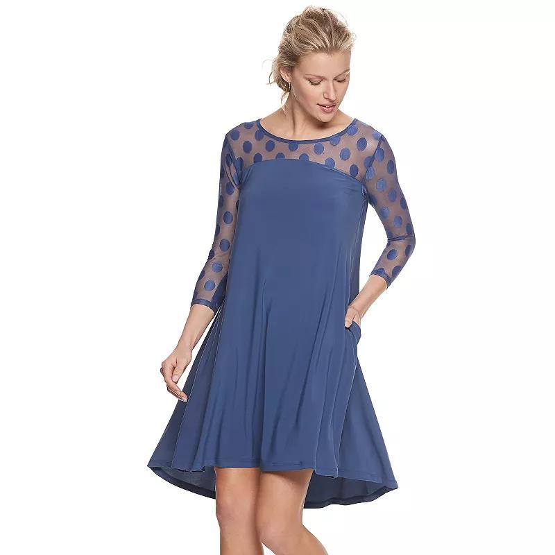 Womens Nina Leonard Sheer Polka-Dot High-Low Dress Product Image