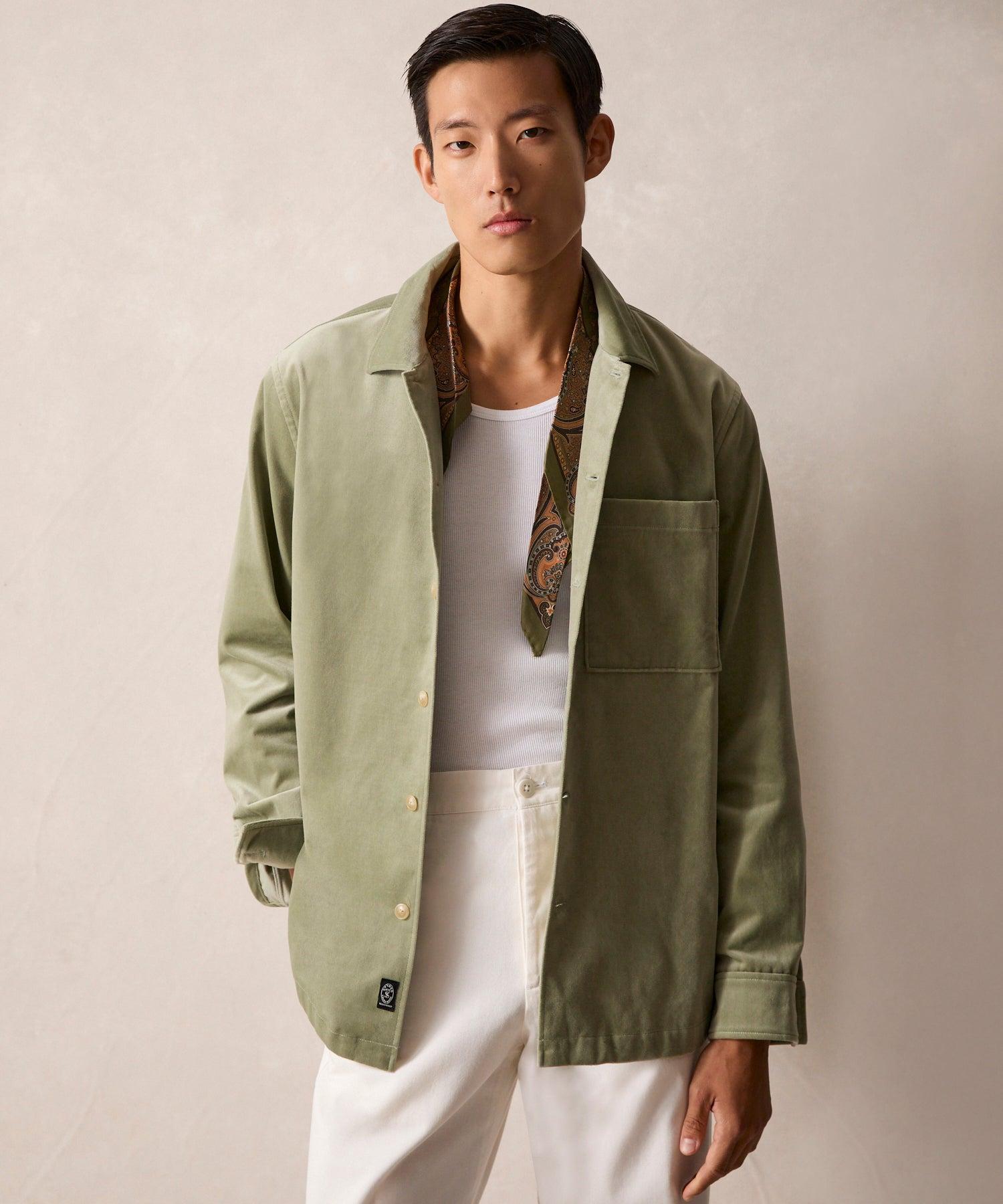 Italian Velvet Overshirt in Dove Grey Product Image