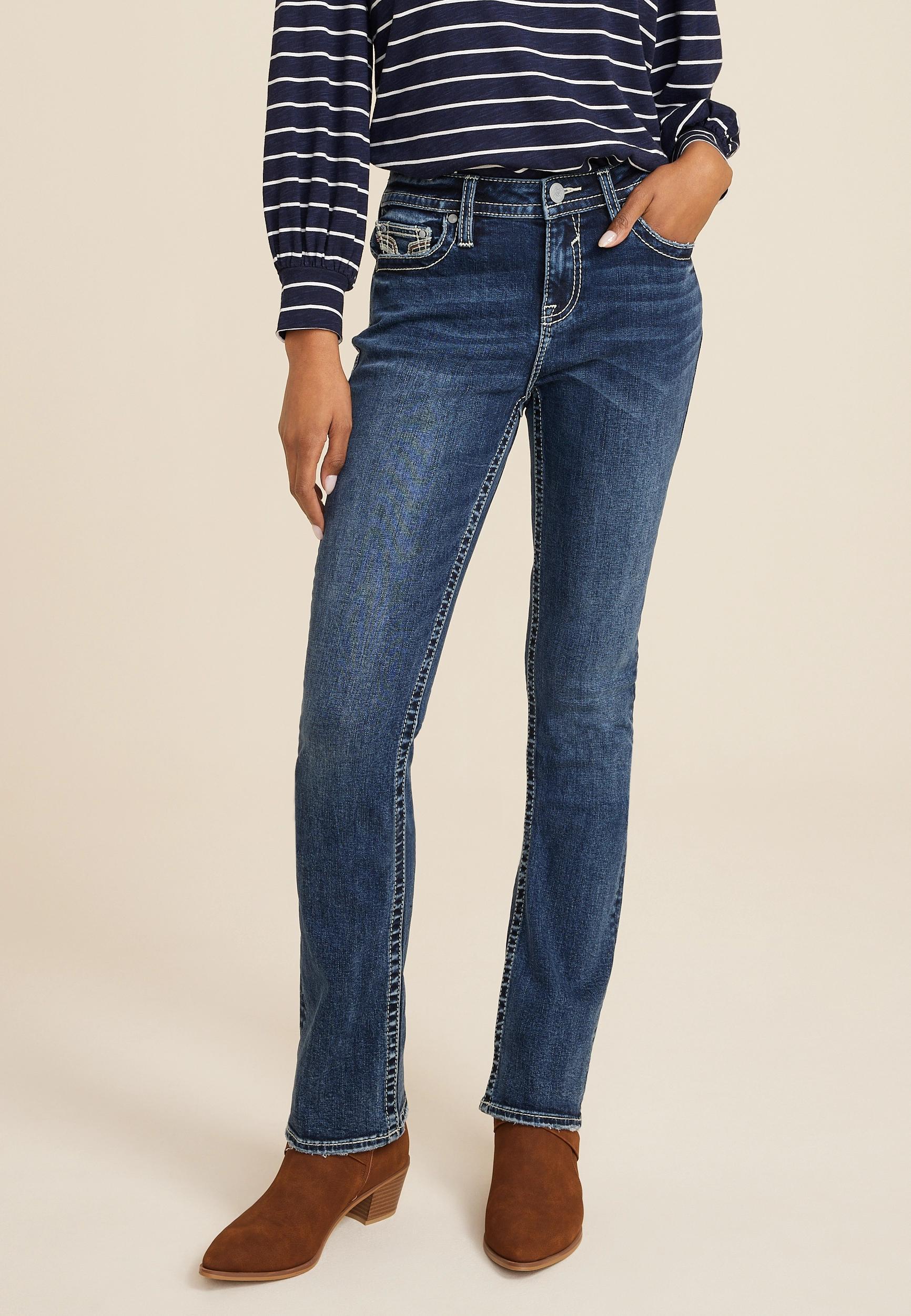 Vigoss® Mid Rise Embellished Wing Pocket Slim Boot Jean Product Image