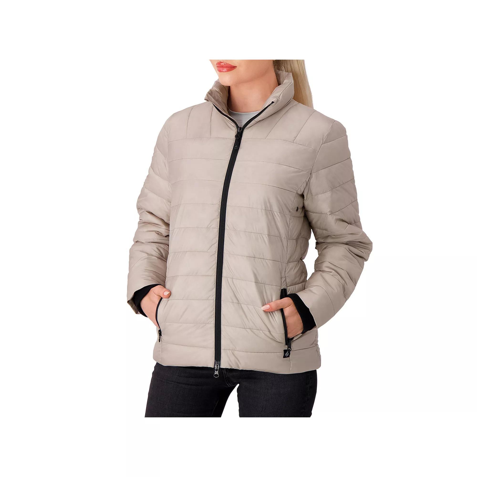 Women's Heat Holders Penelope Heatweaver Lined Double Zipper Puffer Jacket, Size: XL, Light Brown Product Image