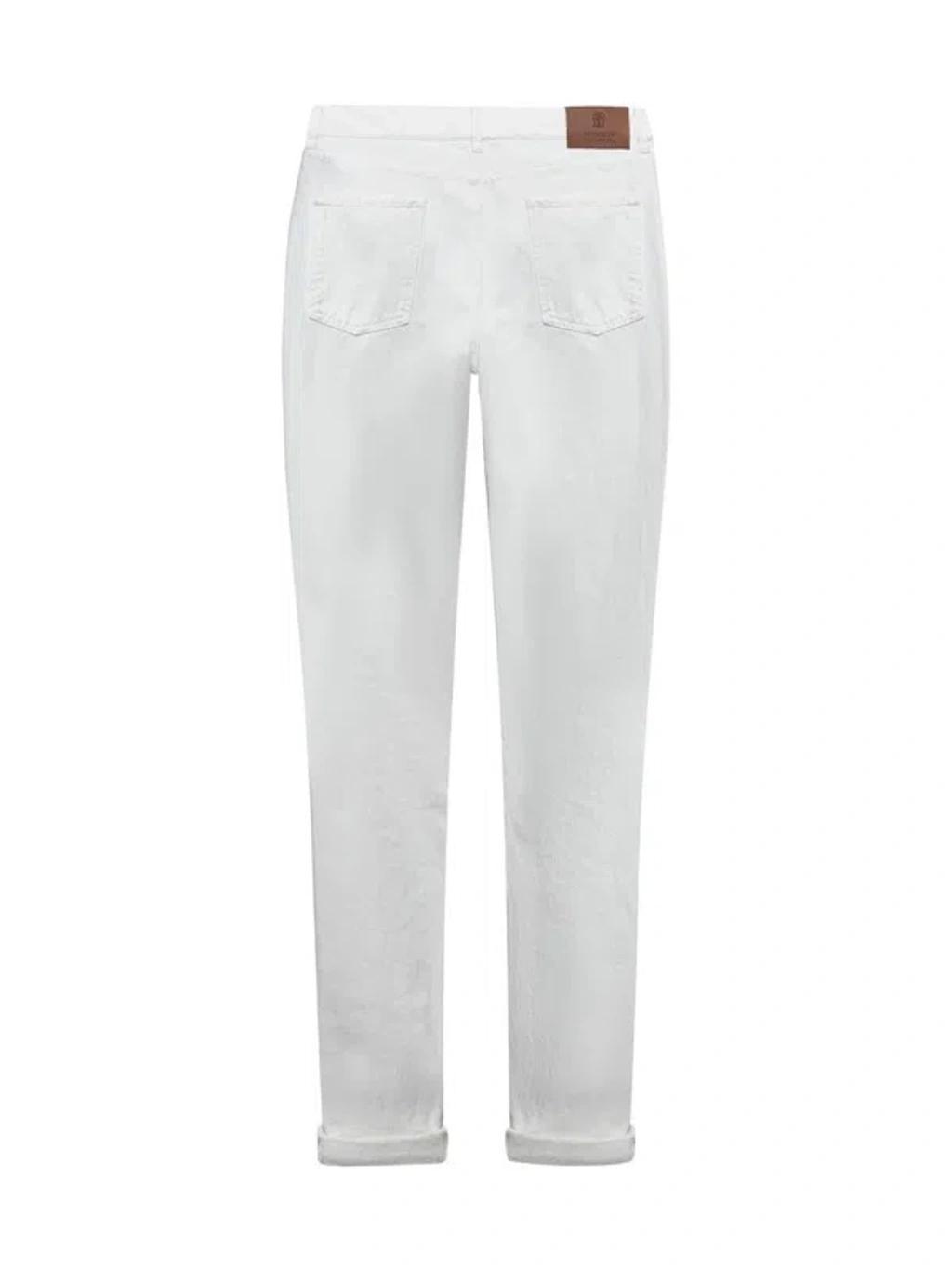 BRUNELLO CUCINELLI White Cotton Denim Jeans In Multicolor Product Image
