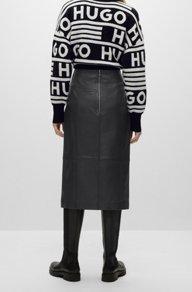 Hugo Boss Lumilli Leather Pencil Skirt Product Image