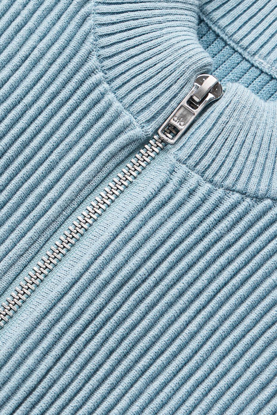 Denim Knit Sleeveless Full Zip Top - Celestial Blue/Dark Celestial Blue Female Product Image