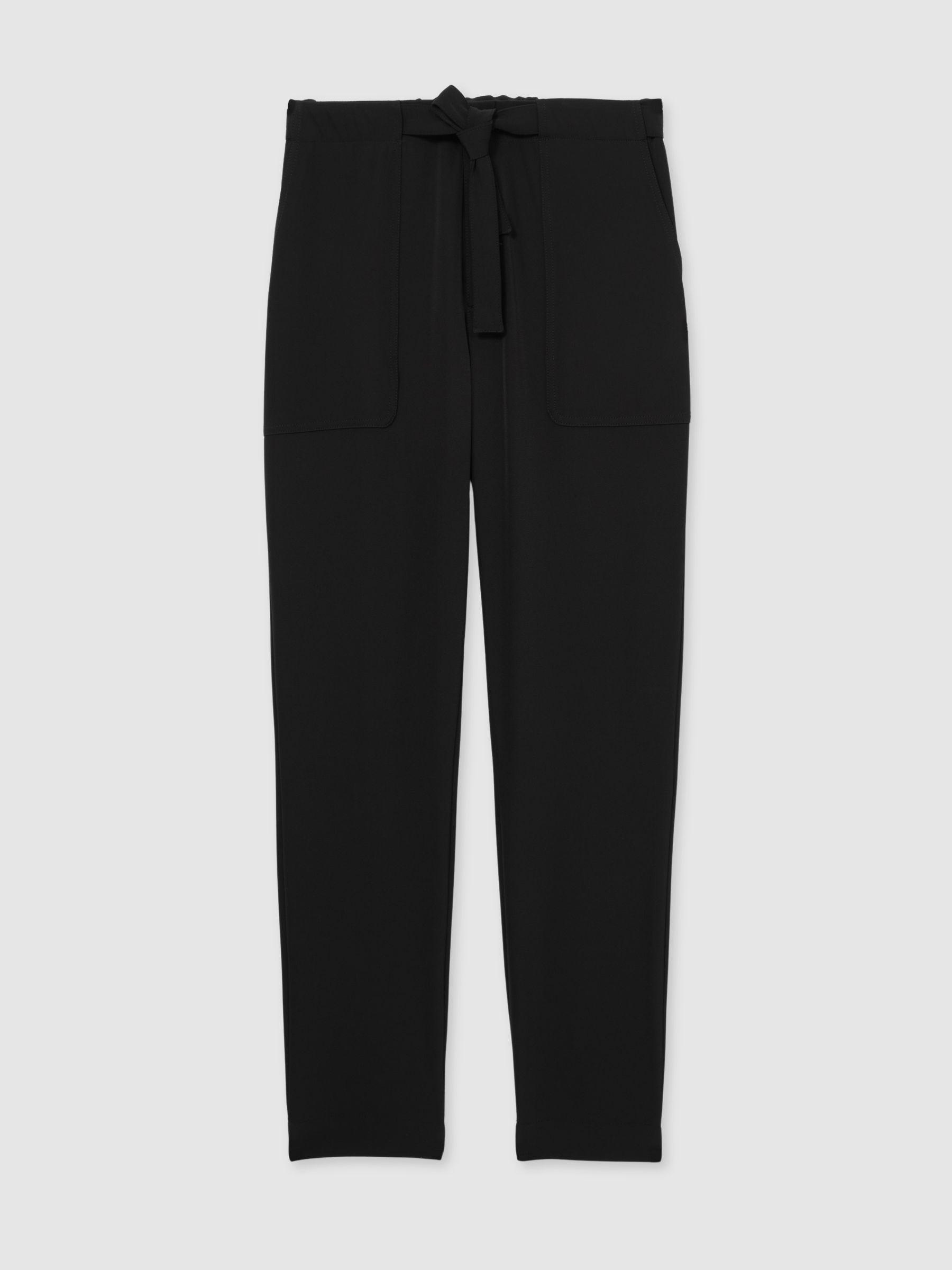 Belted Technical Tapered Trousers in Black Product Image