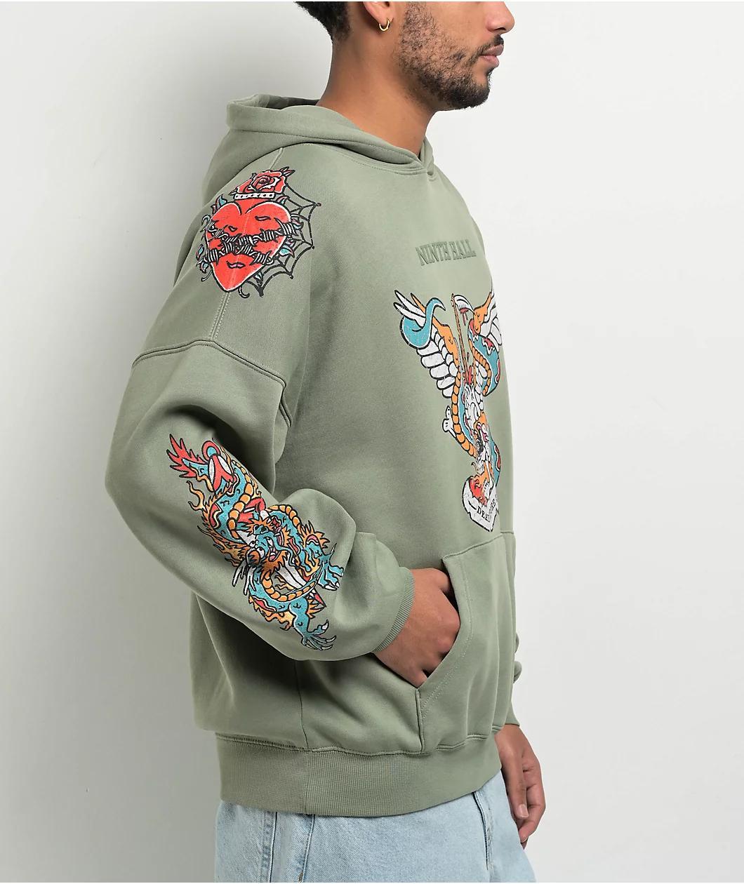 Ninth Hall Death Before Dishonor Green Hoodie Product Image