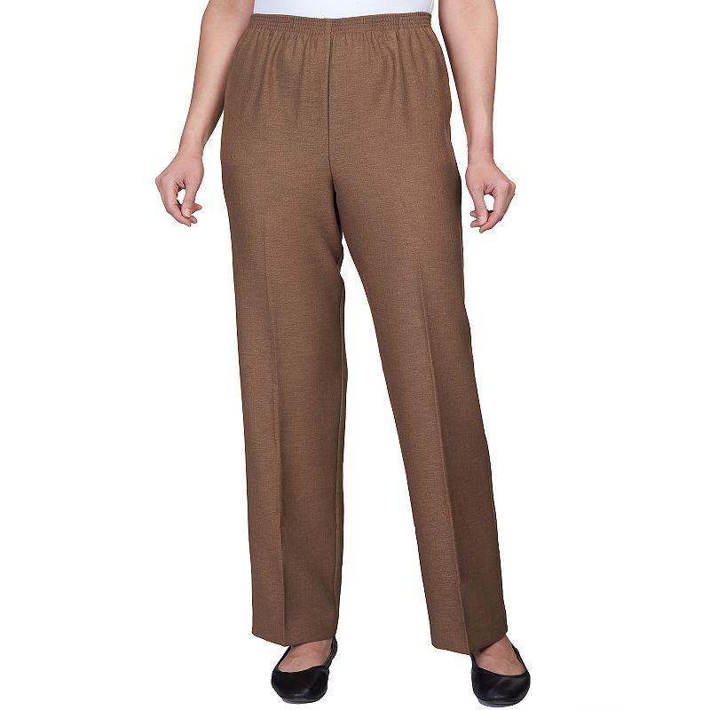 Womens Alfred Dunner Pull-On Straight-Leg Pants Brown Product Image