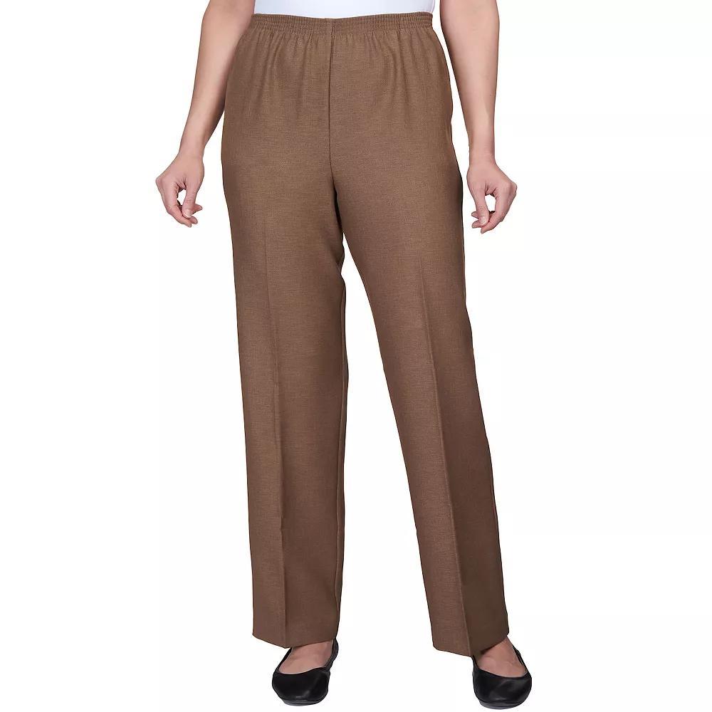 Womens Alfred Dunner Pull-On Straight-Leg Pants Brown Product Image