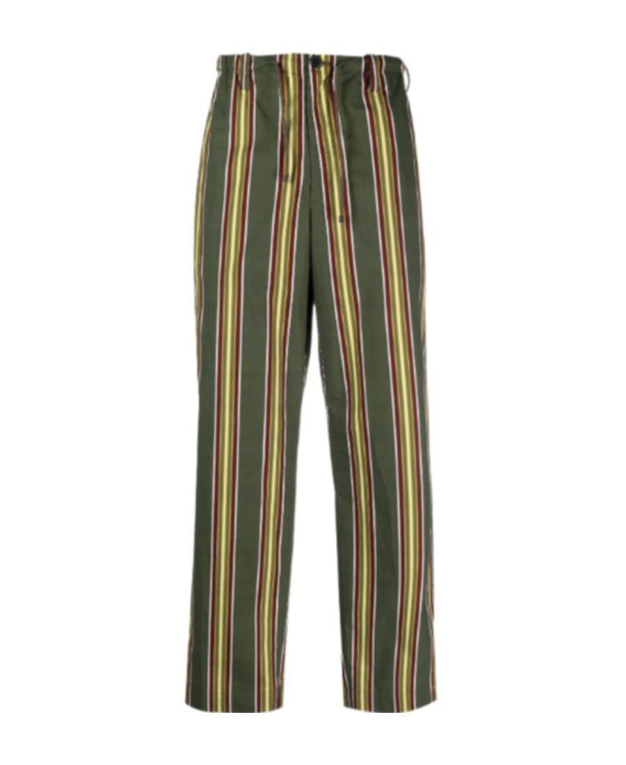 DRIES VAN NOTEN Khaki Striped Trousers Product Image