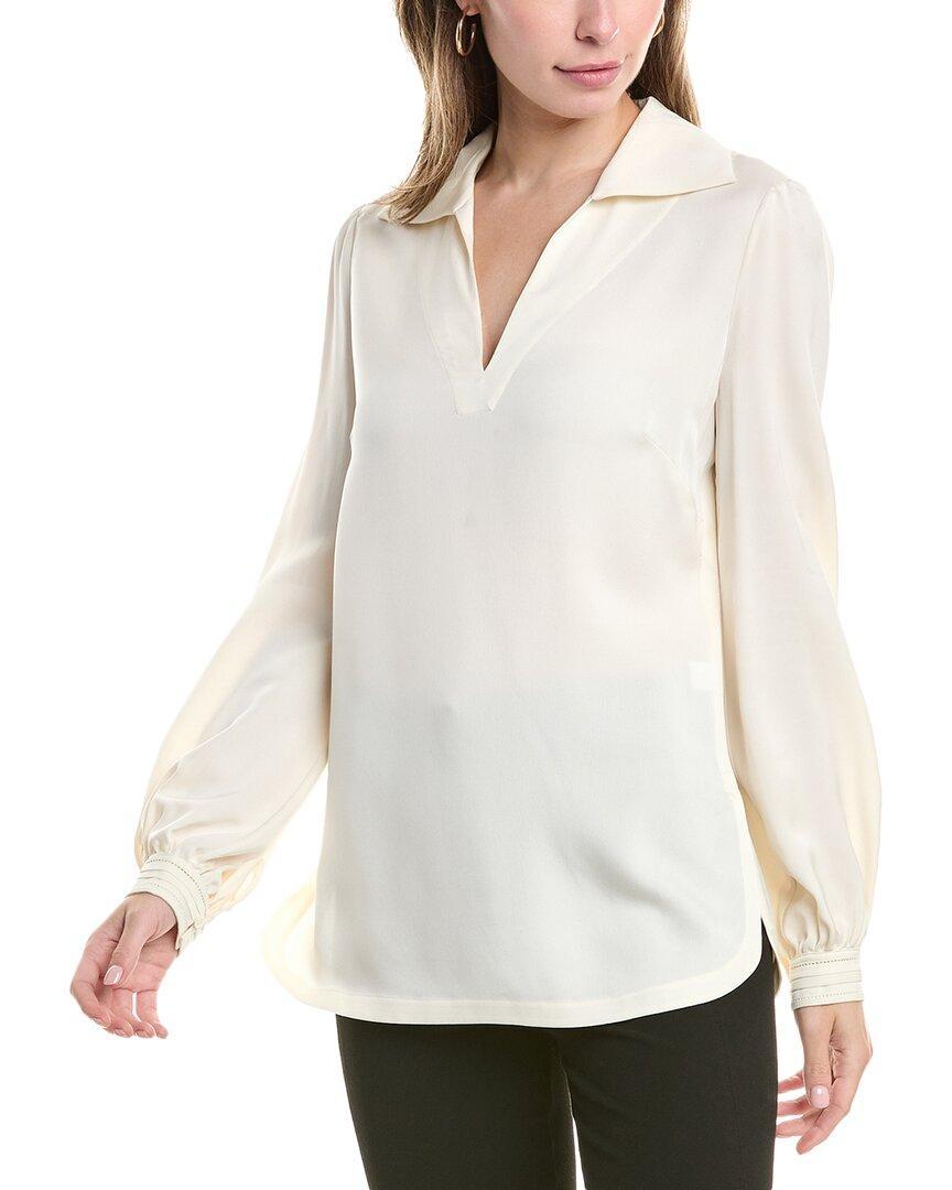 ST JOHN St. John Silk Blouse In White Product Image