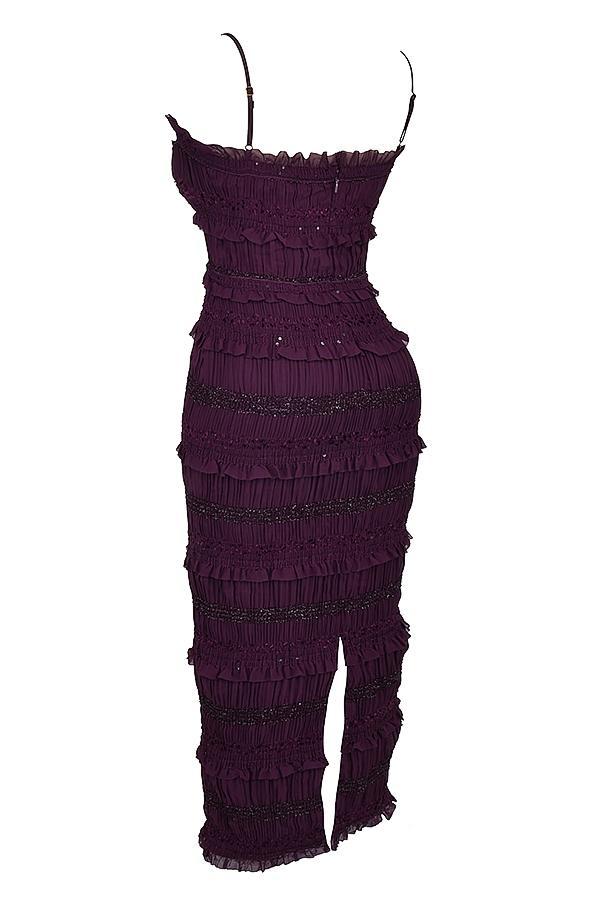 Solana Grape Sequin Pleat Corset Dress Product Image