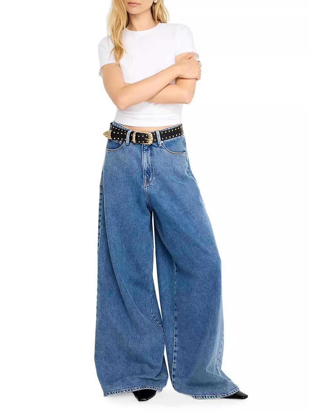 Paneled Wide-Leg Jeans Product Image