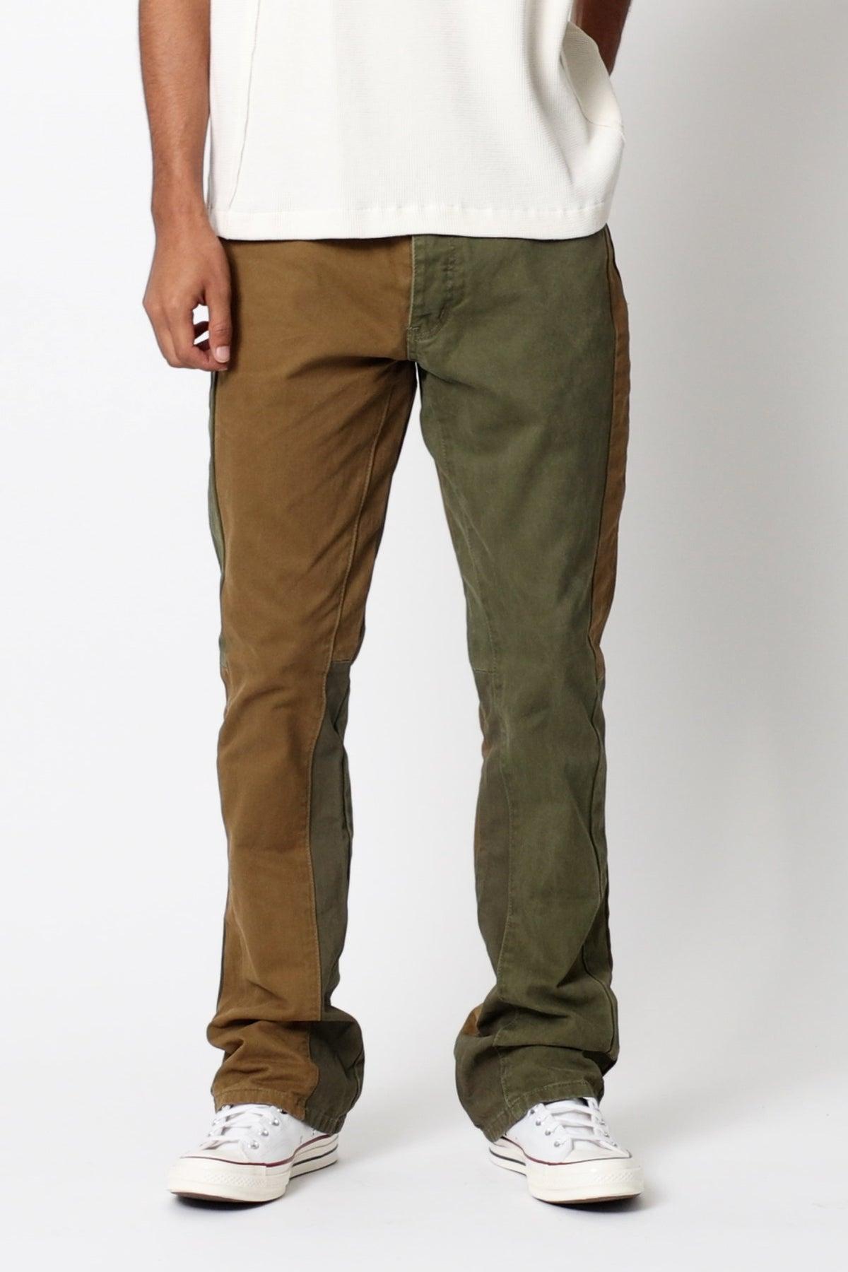B680 Flare Color Block Denim - Olive Product Image