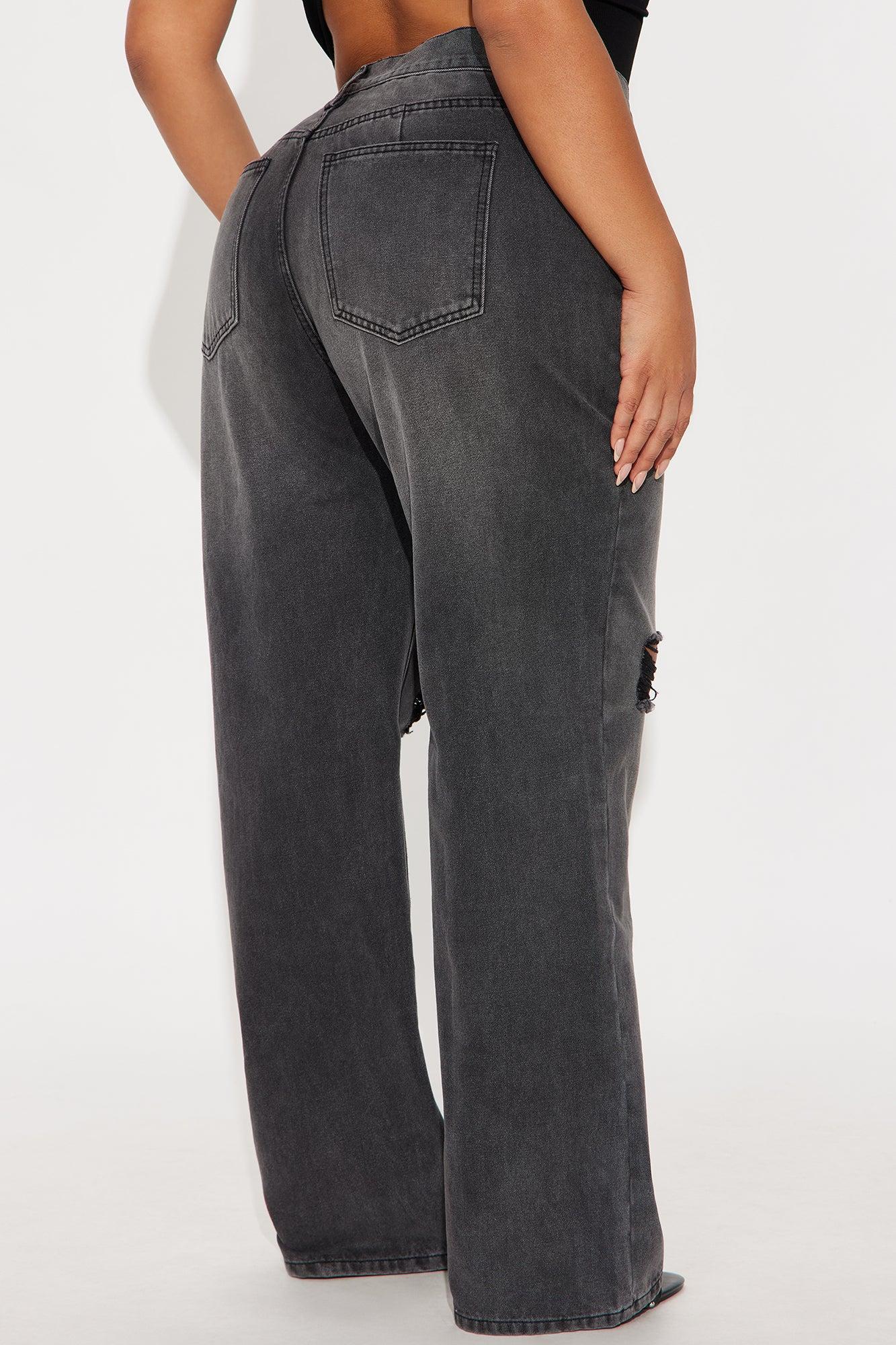Close To You Ripped Straight Leg Jeans - Grey Female Product Image