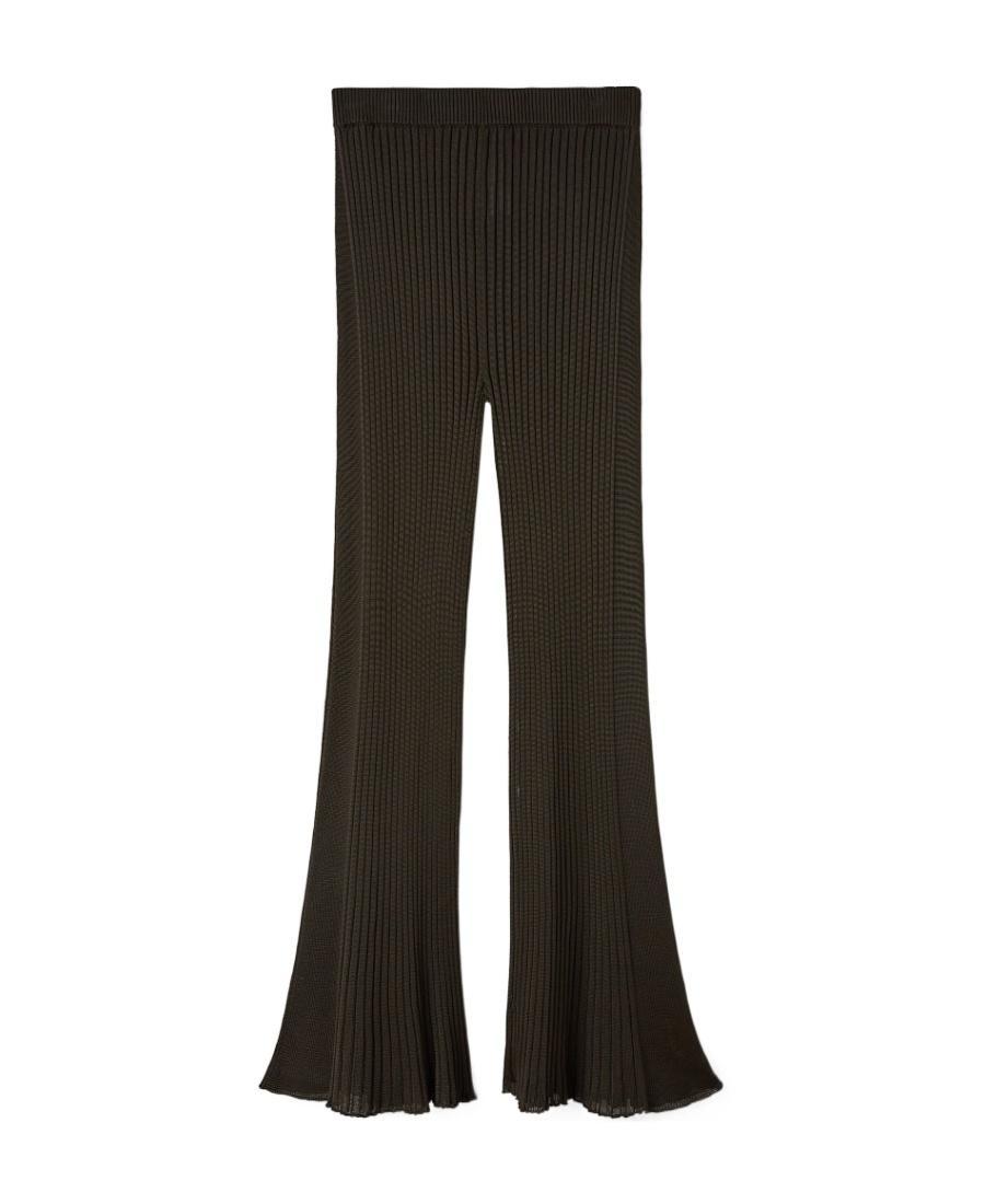 JIL SANDER Chunky Ribbed Flared-hem Trousers In Black Product Image