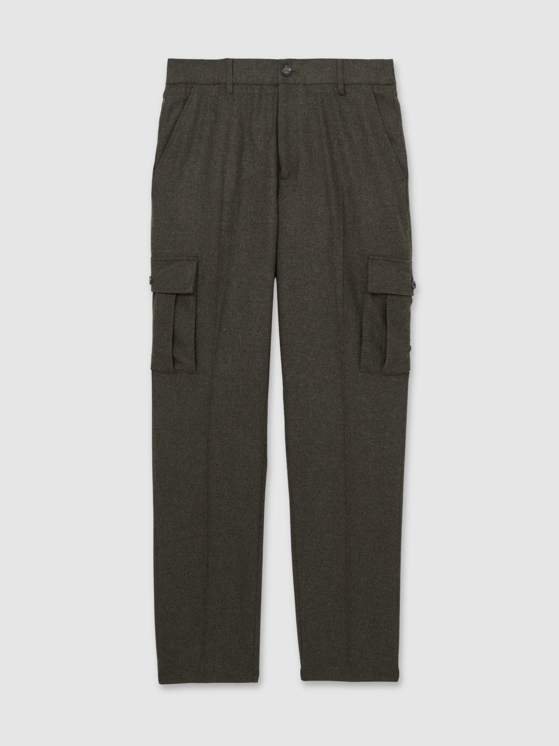 Wool-Blend Cargo Suit Trousers in Forest Green Product Image