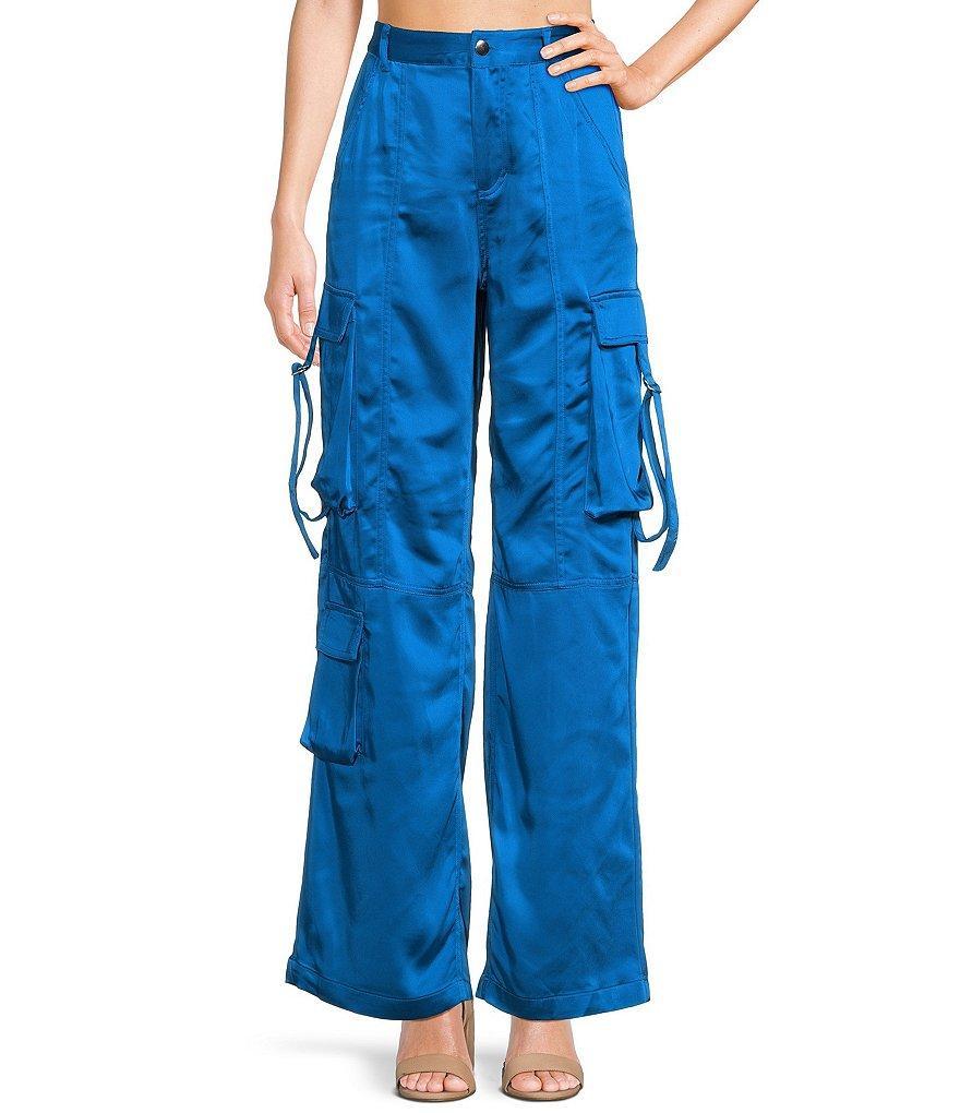 GB High Rise Coordinating Satin Cargo Pants Product Image
