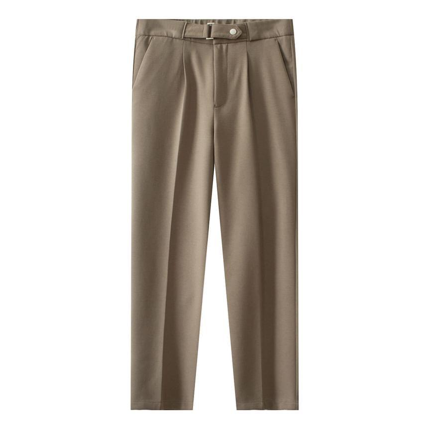 Mid Rise Plain Wide Leg Crop Dress Pants Product Image